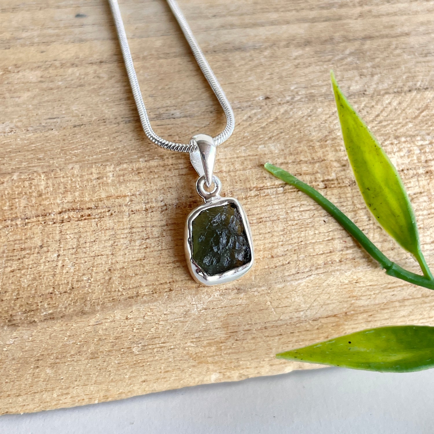 Moldavite Freeform Pendant