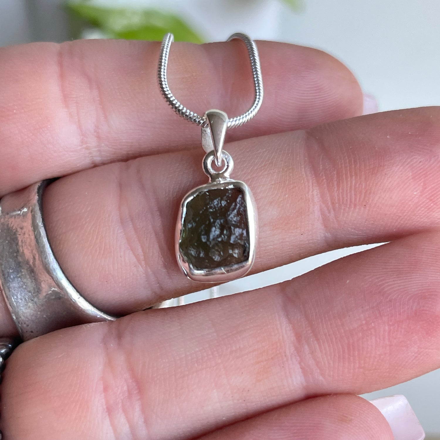 Moldavite Freeform Pendant