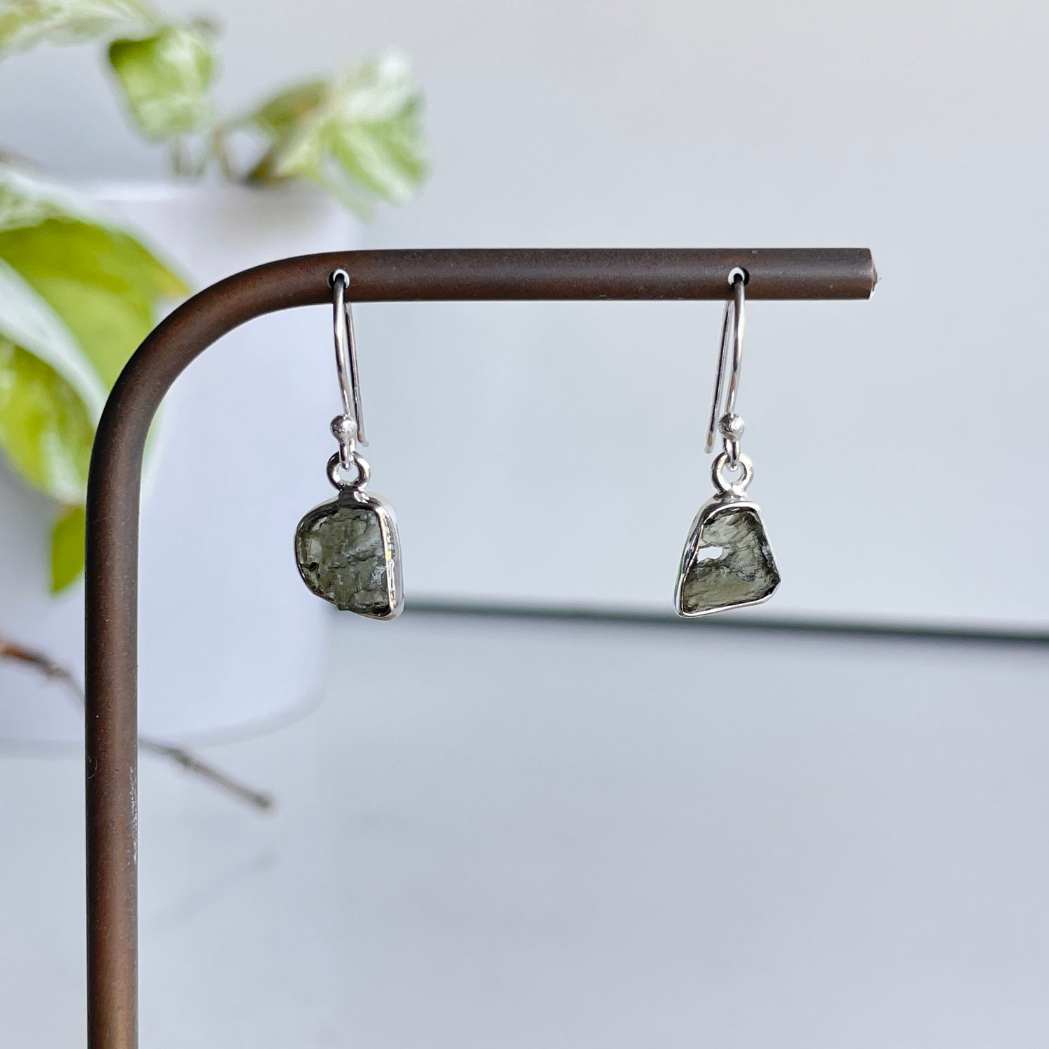 Moldavite Freeform Earrings