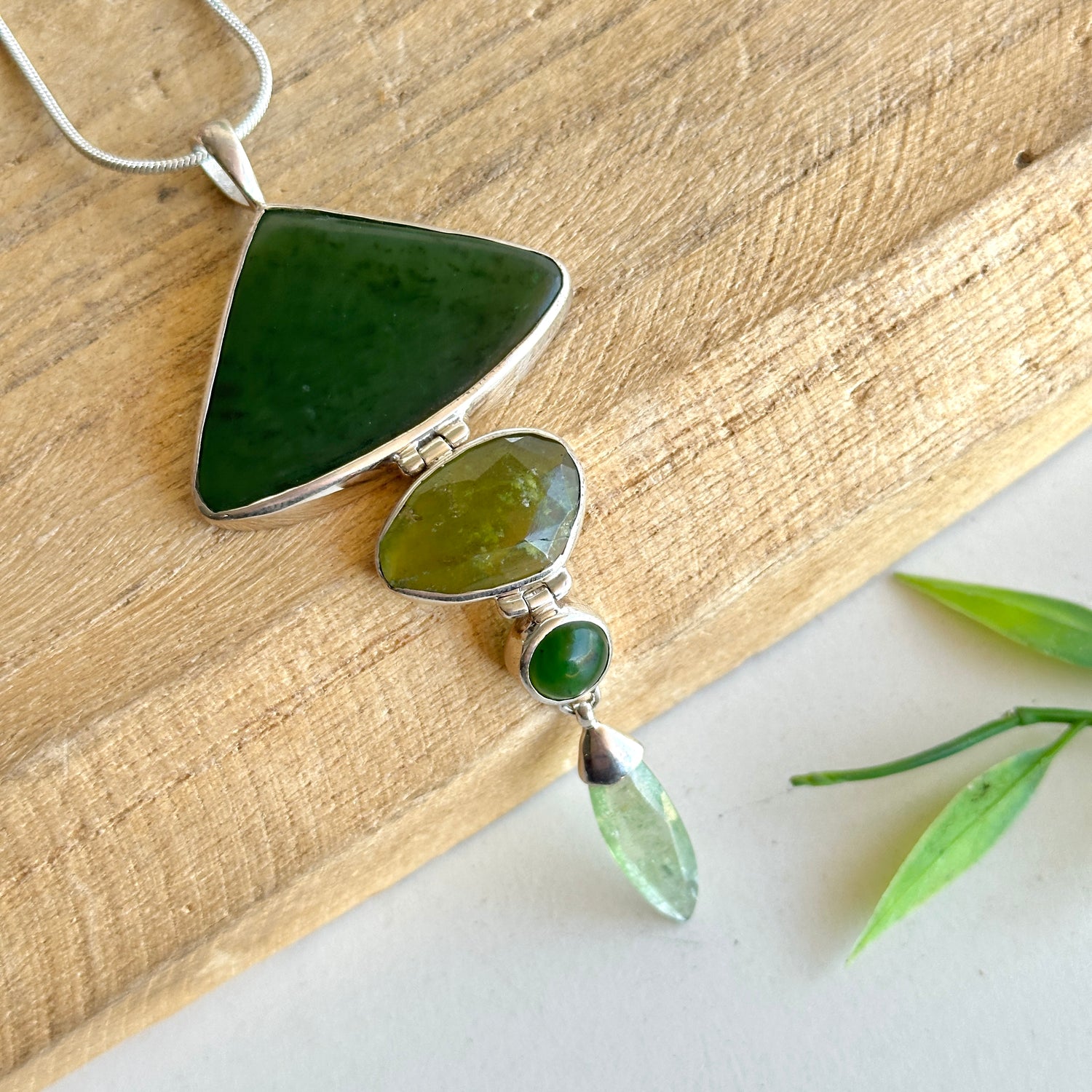 Canadian Jade, Vesuvianite and Kyanite Pendant