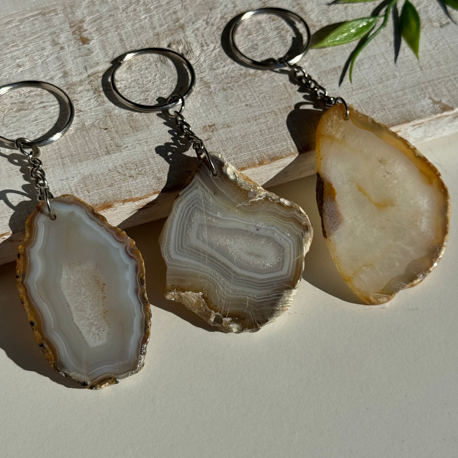 Agate Slice Keychain