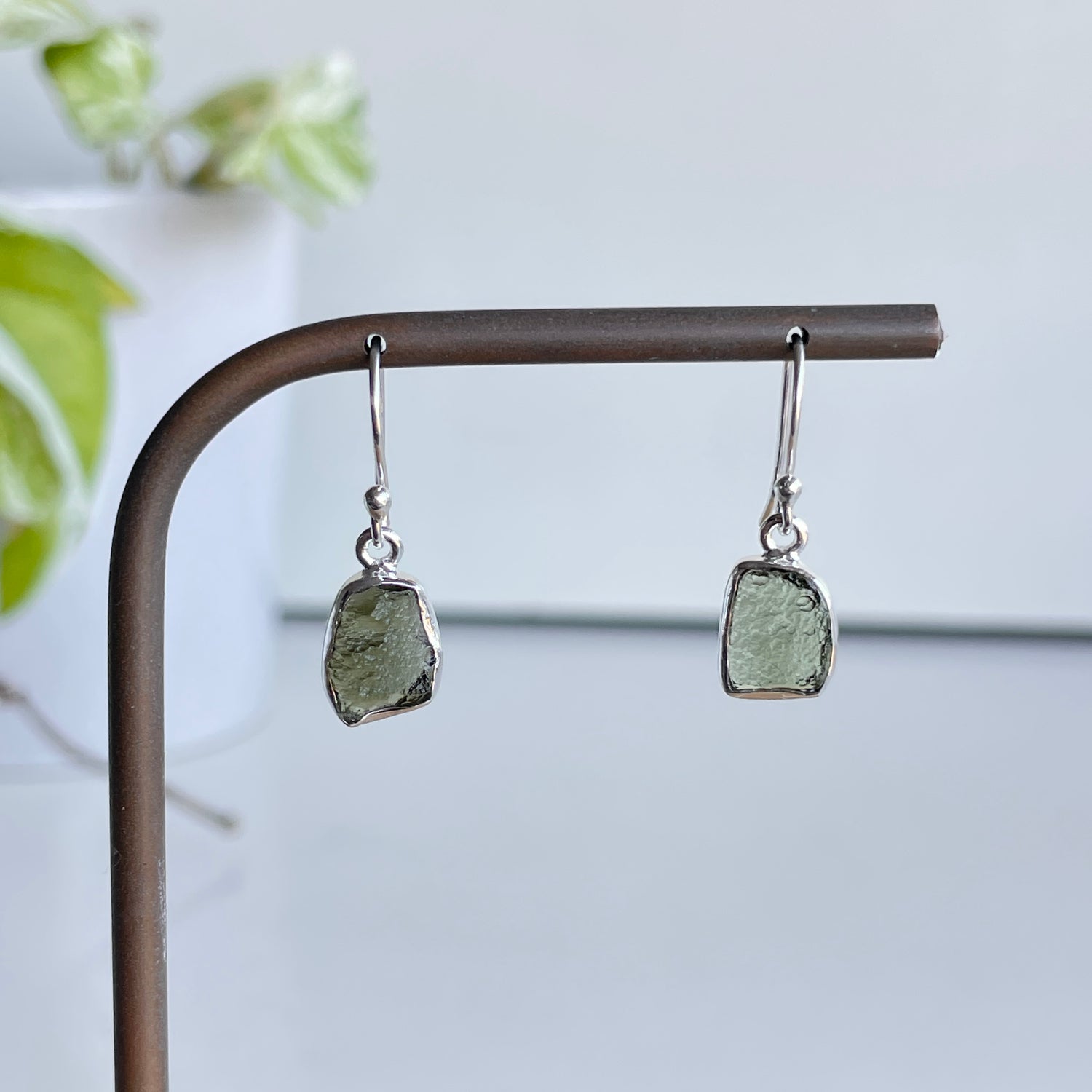 Moldavite Freeform Earrings