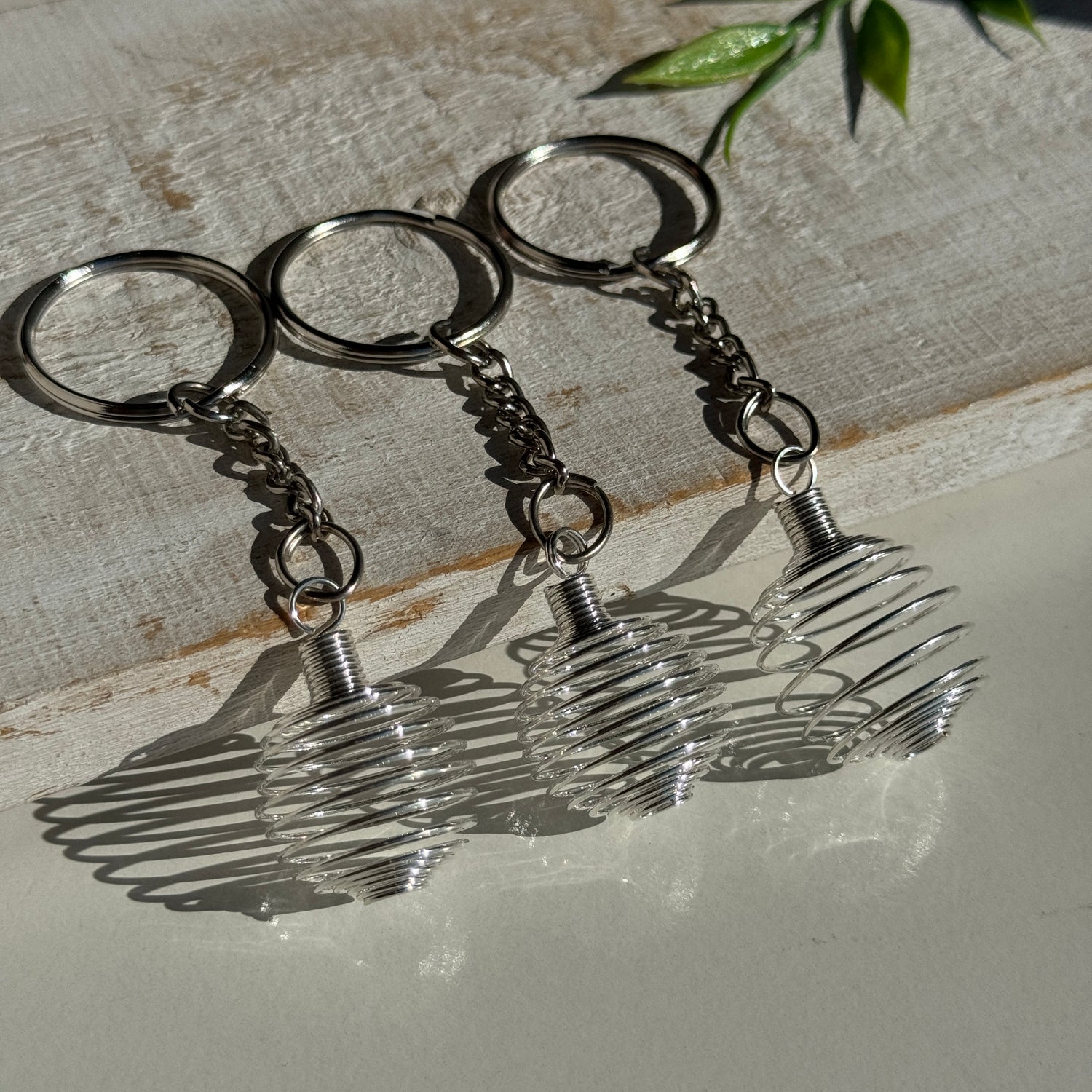 Silver Spiral Cage Keychain