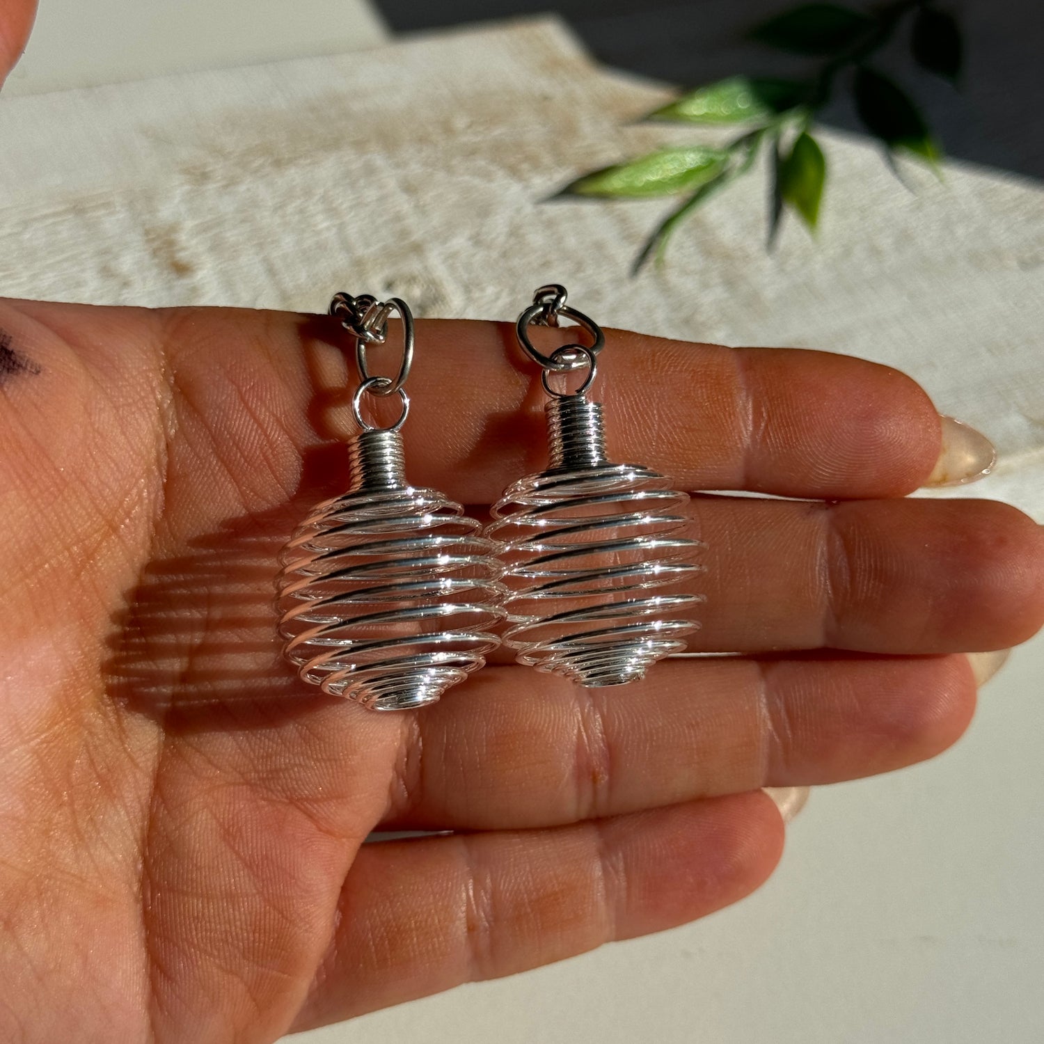 Silver Spiral Cage Keychain