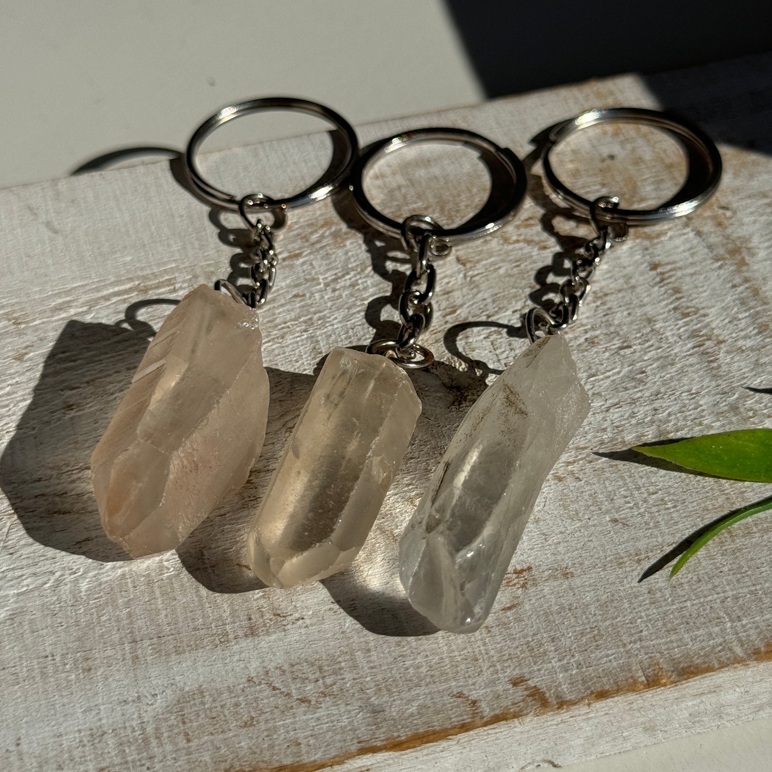 Clear Quartz Natural Point Keychain