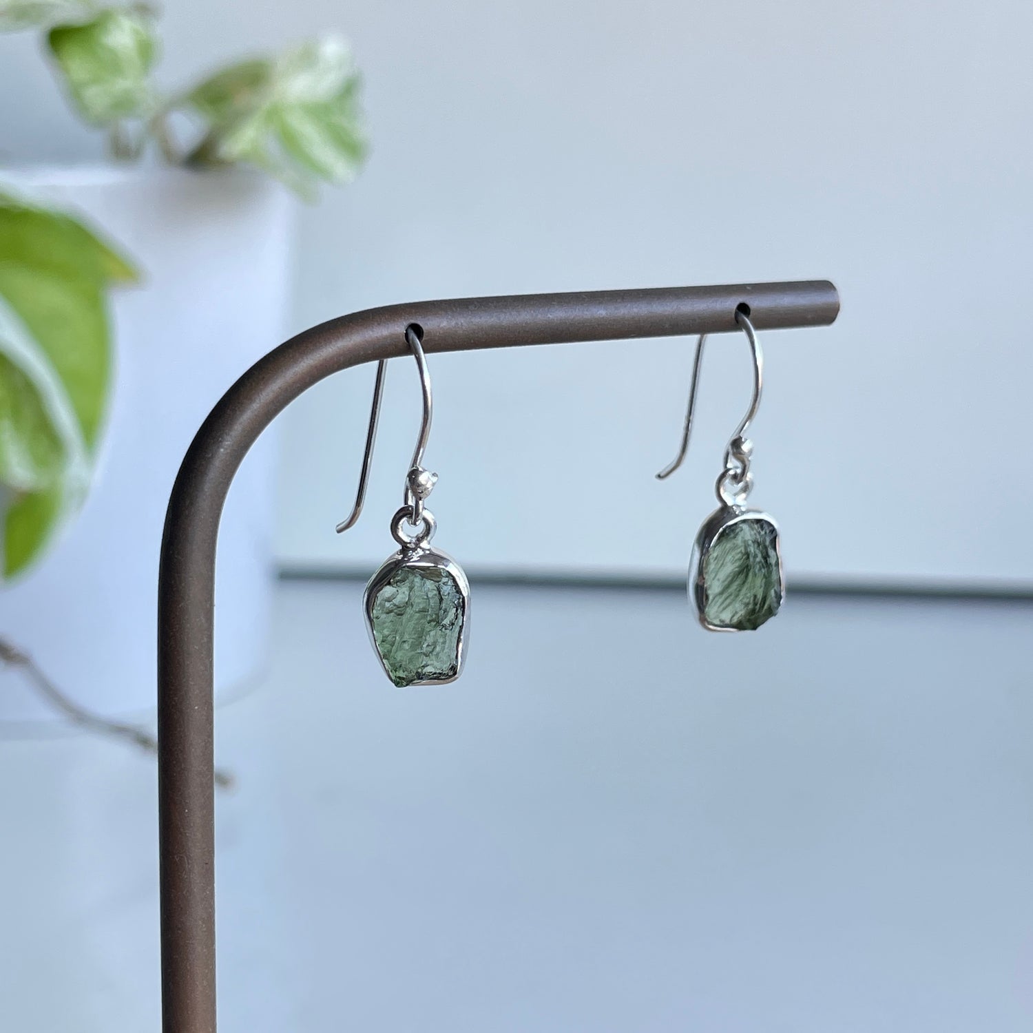 Moldavite Freeform Earrings