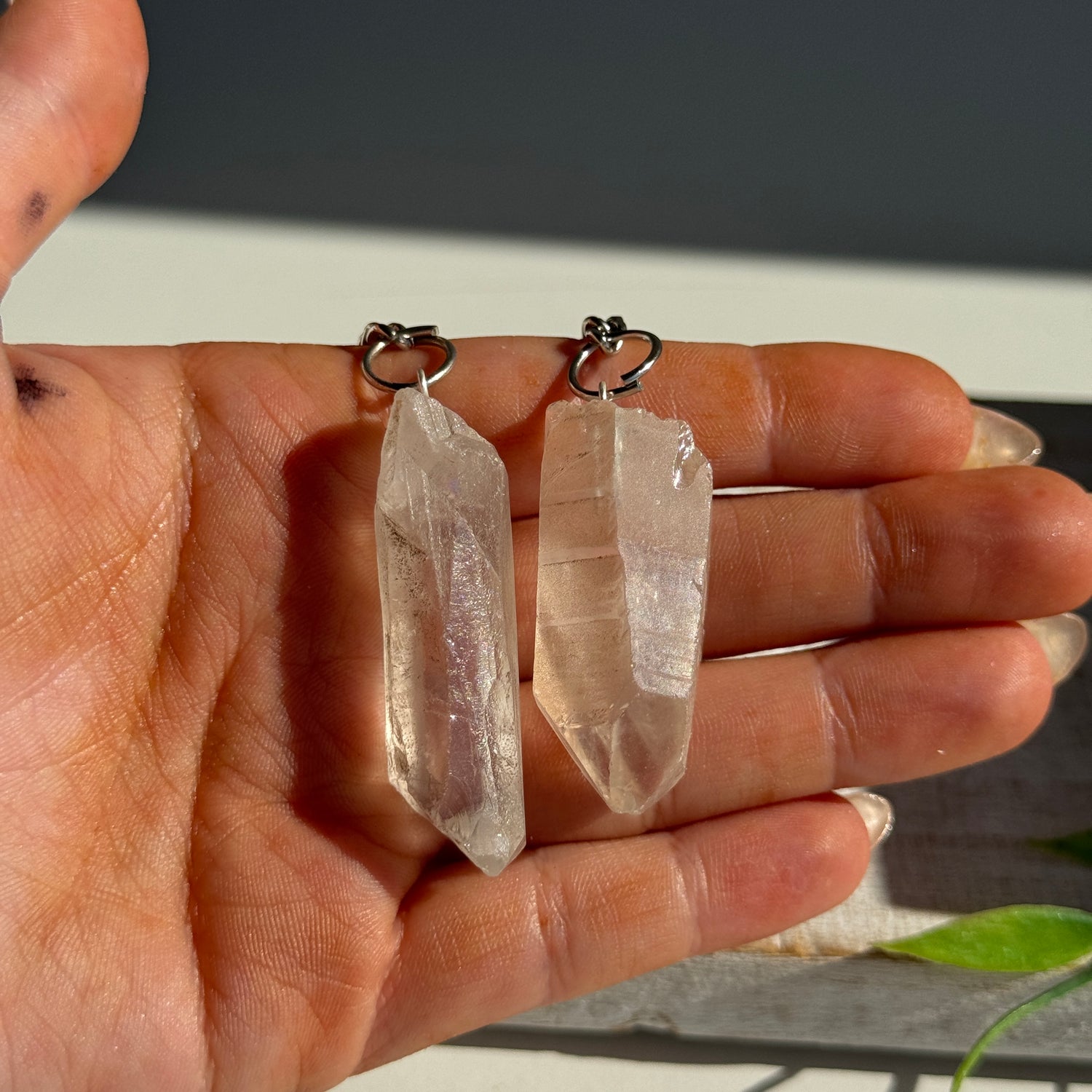 Clear Quartz Natural Point Keychain