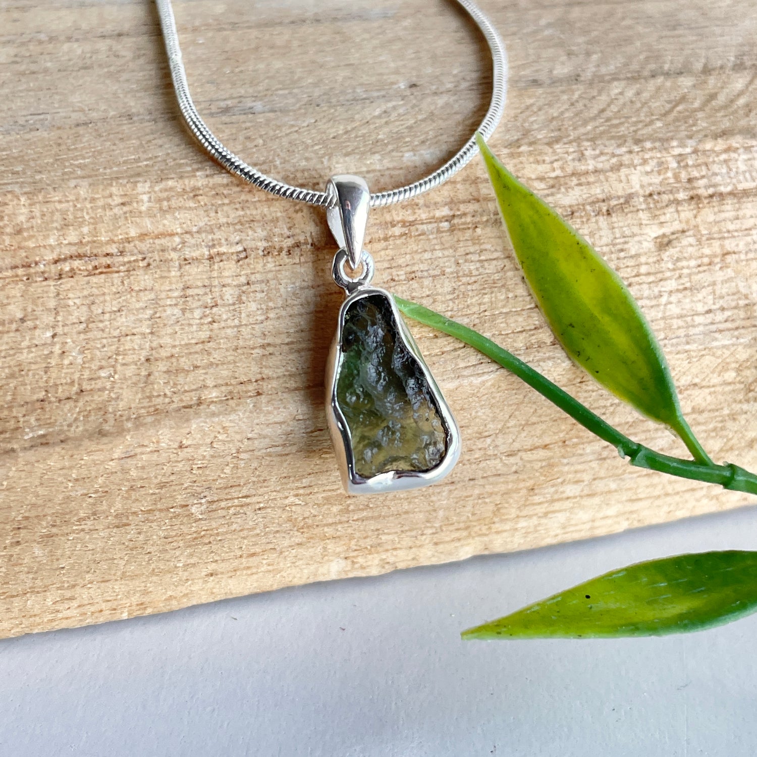 Moldavite Freeform Pendant