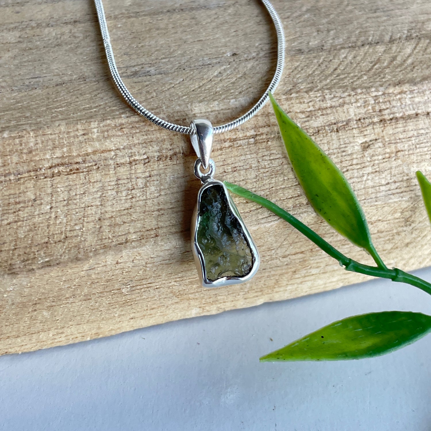 Moldavite Freeform Pendant