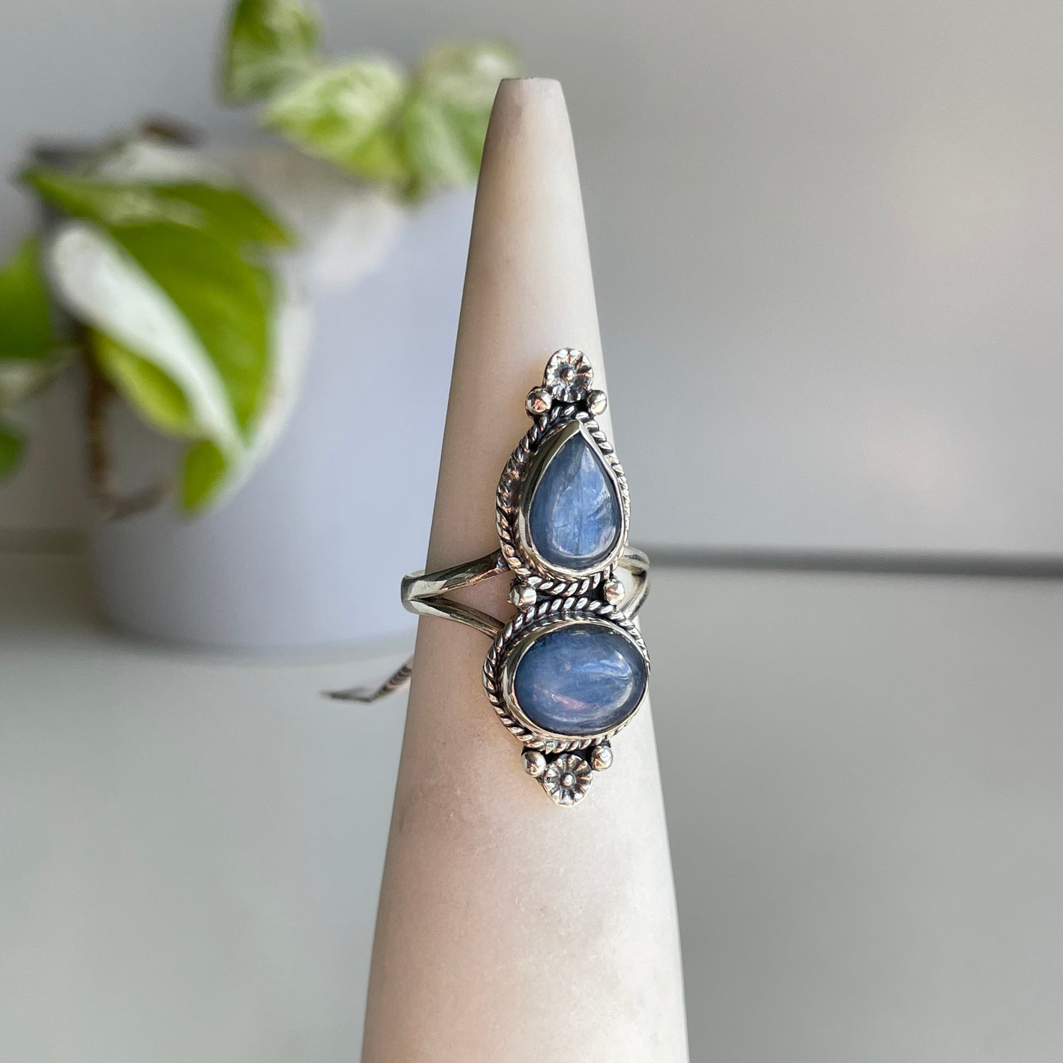 Blue Kyanite Double Stone Ring Sz6