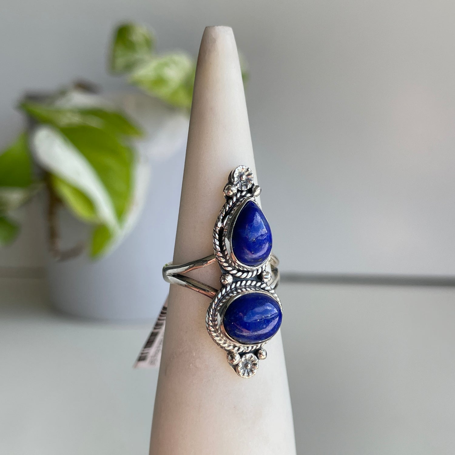 Lapis Lazuli Double Stone Ring Sz7
