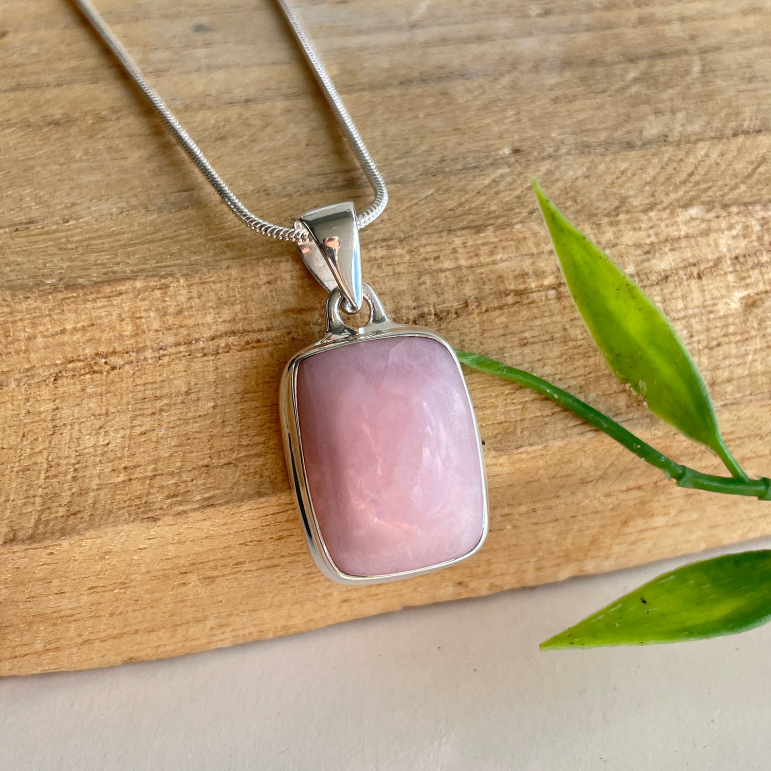 Pink Opal Rectangle Pendant