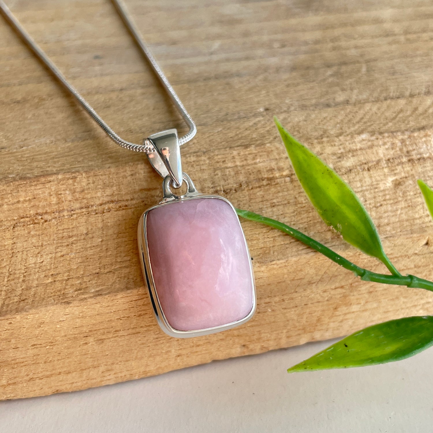 Pink Opal Rectangle Pendant