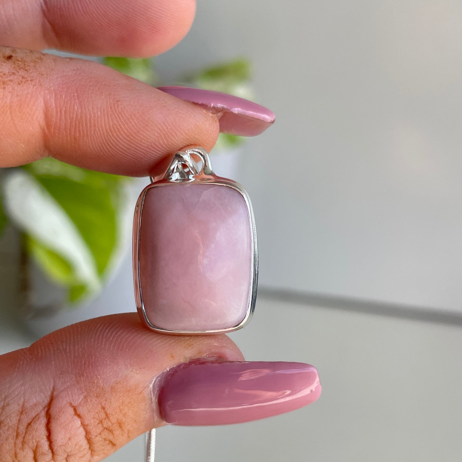 Pink Opal Rectangle Pendant