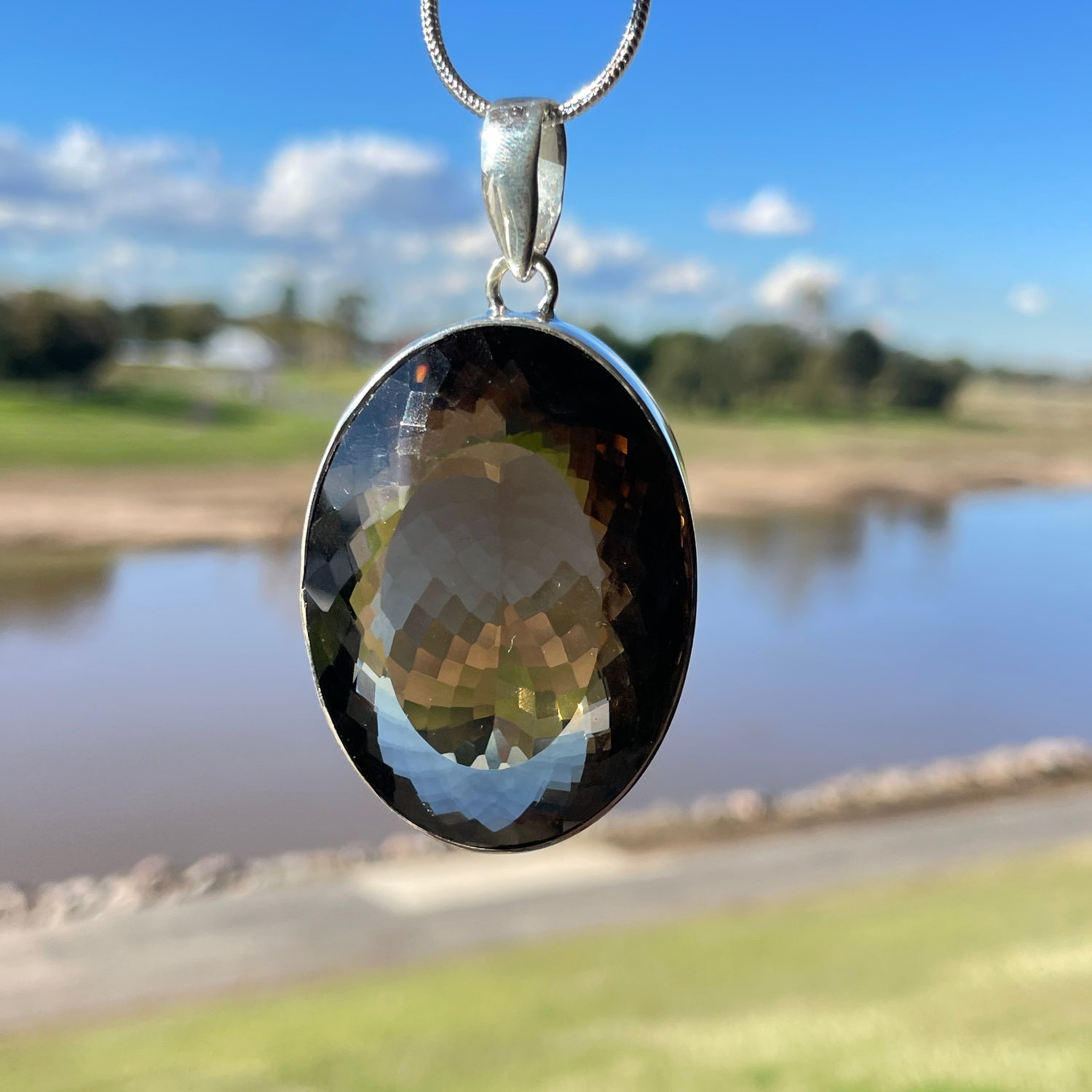 Smoky Quartz Oval Pendant