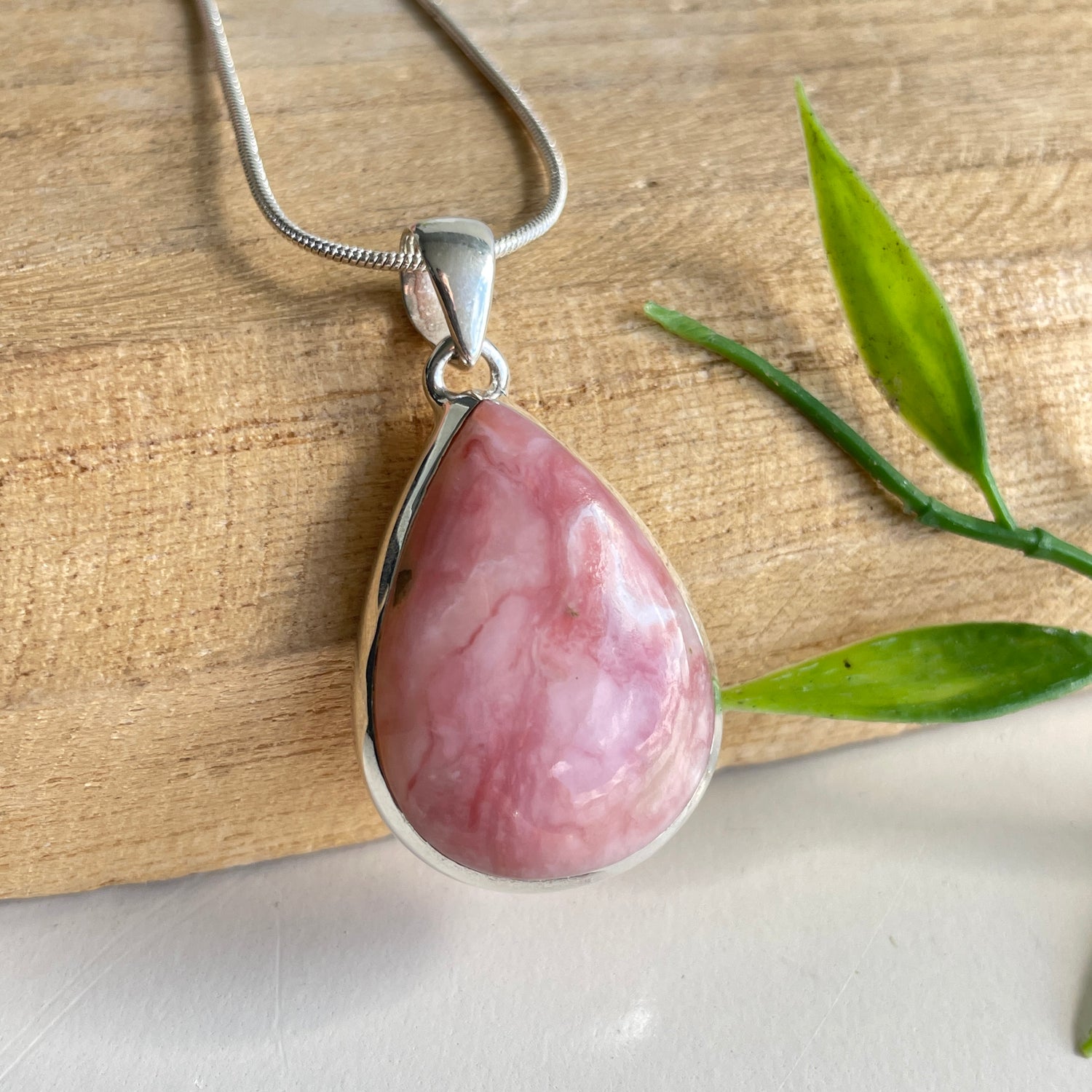 Pink Opal Teardrop Pendant