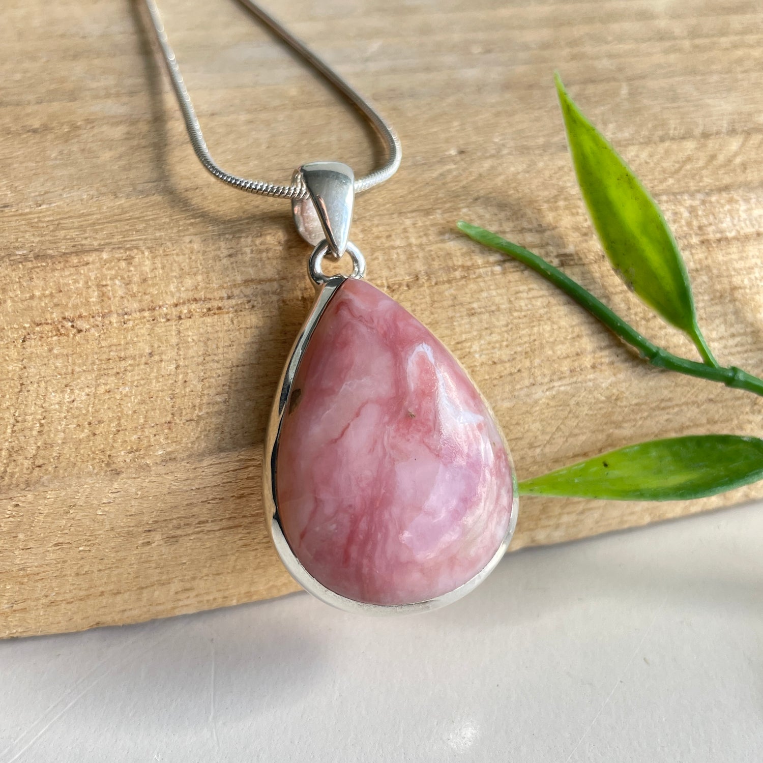 Pink Opal Teardrop Pendant