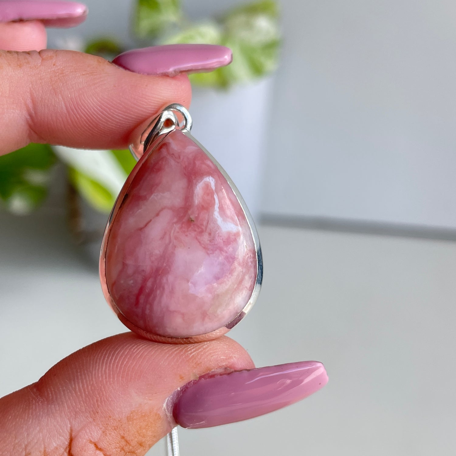Pink Opal Teardrop Pendant