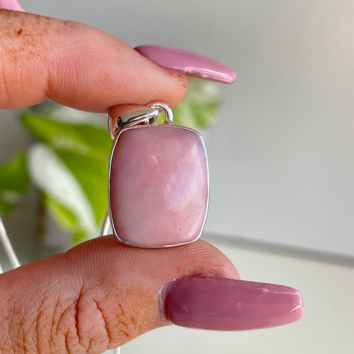 Pink Opal Rectangle Pendant