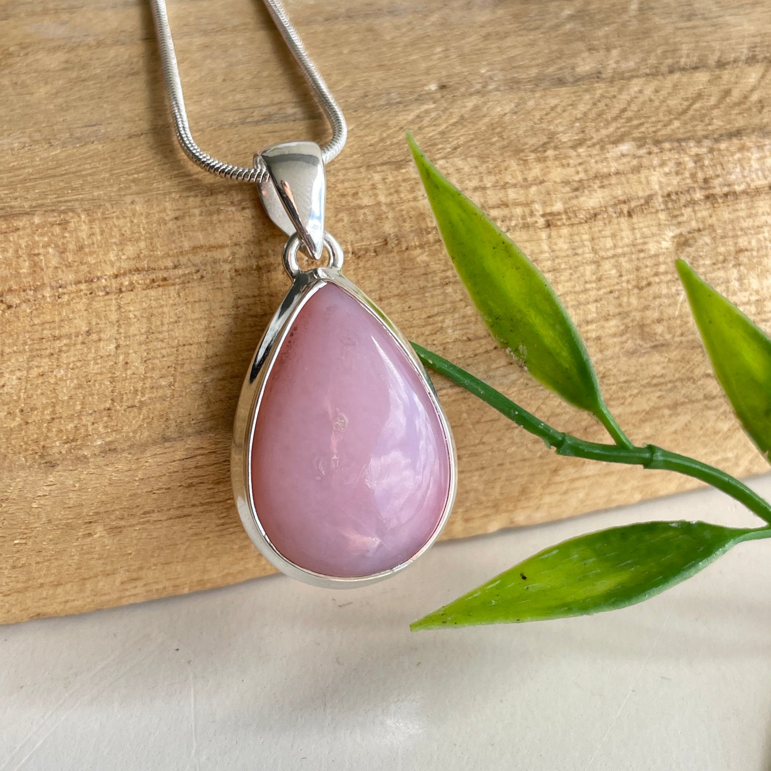 Pink Opal Teardrop Pendant