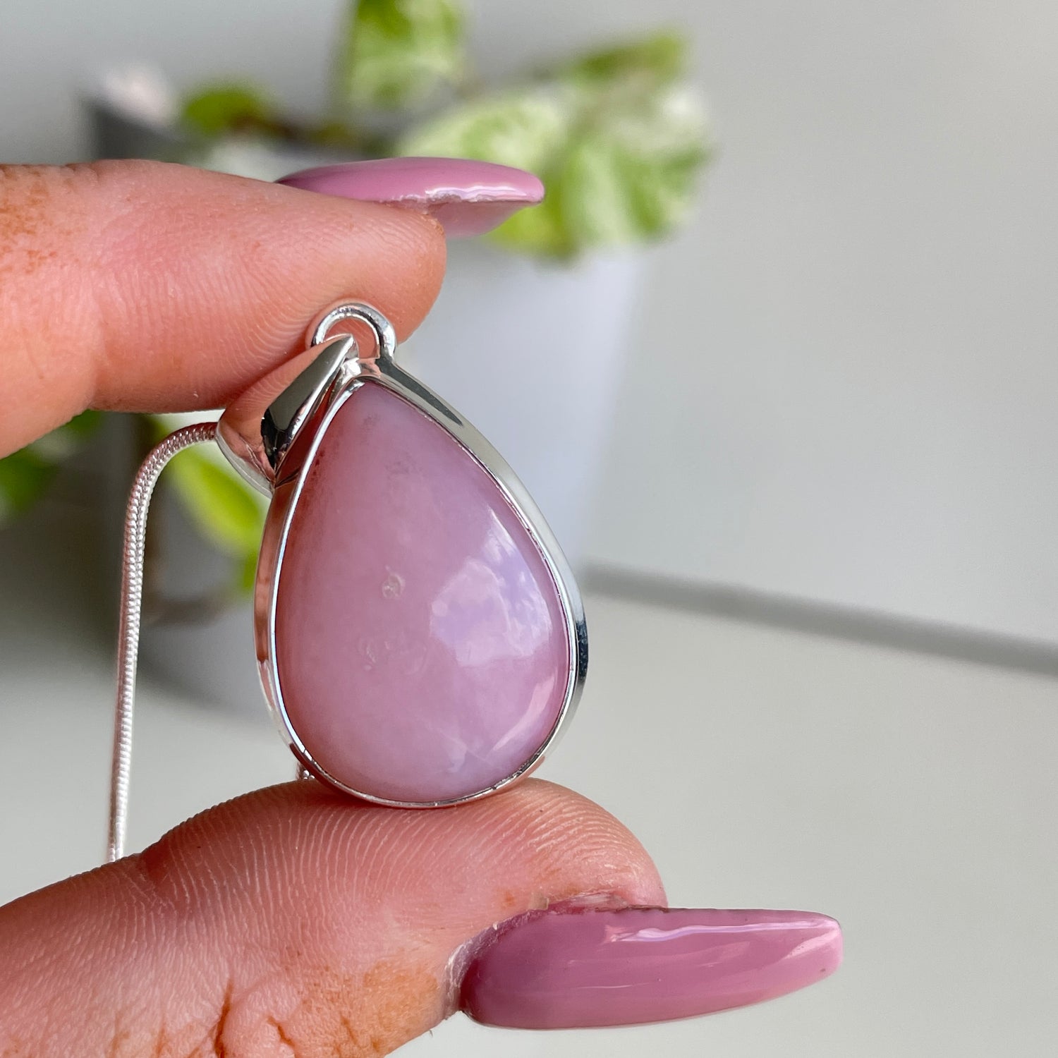 Pink Opal Teardrop Pendant