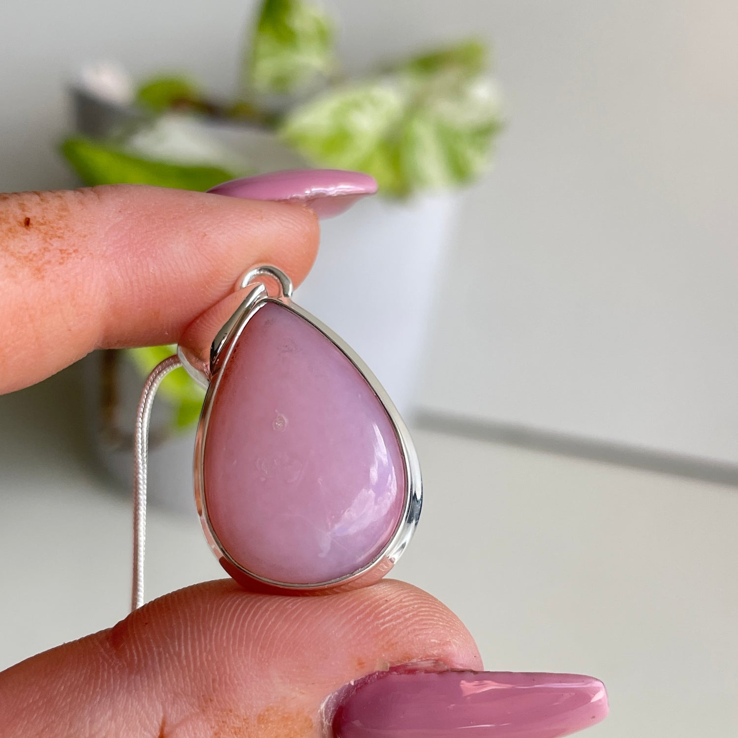 Pink Opal Teardrop Pendant