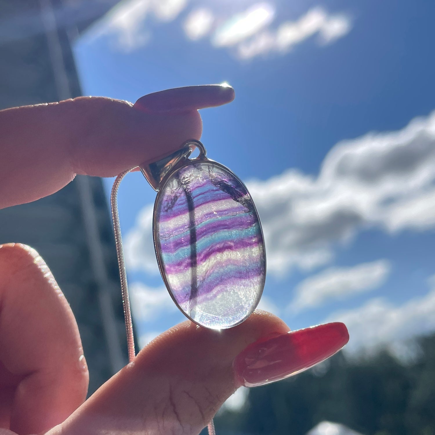 Fluorite Oval Pendant