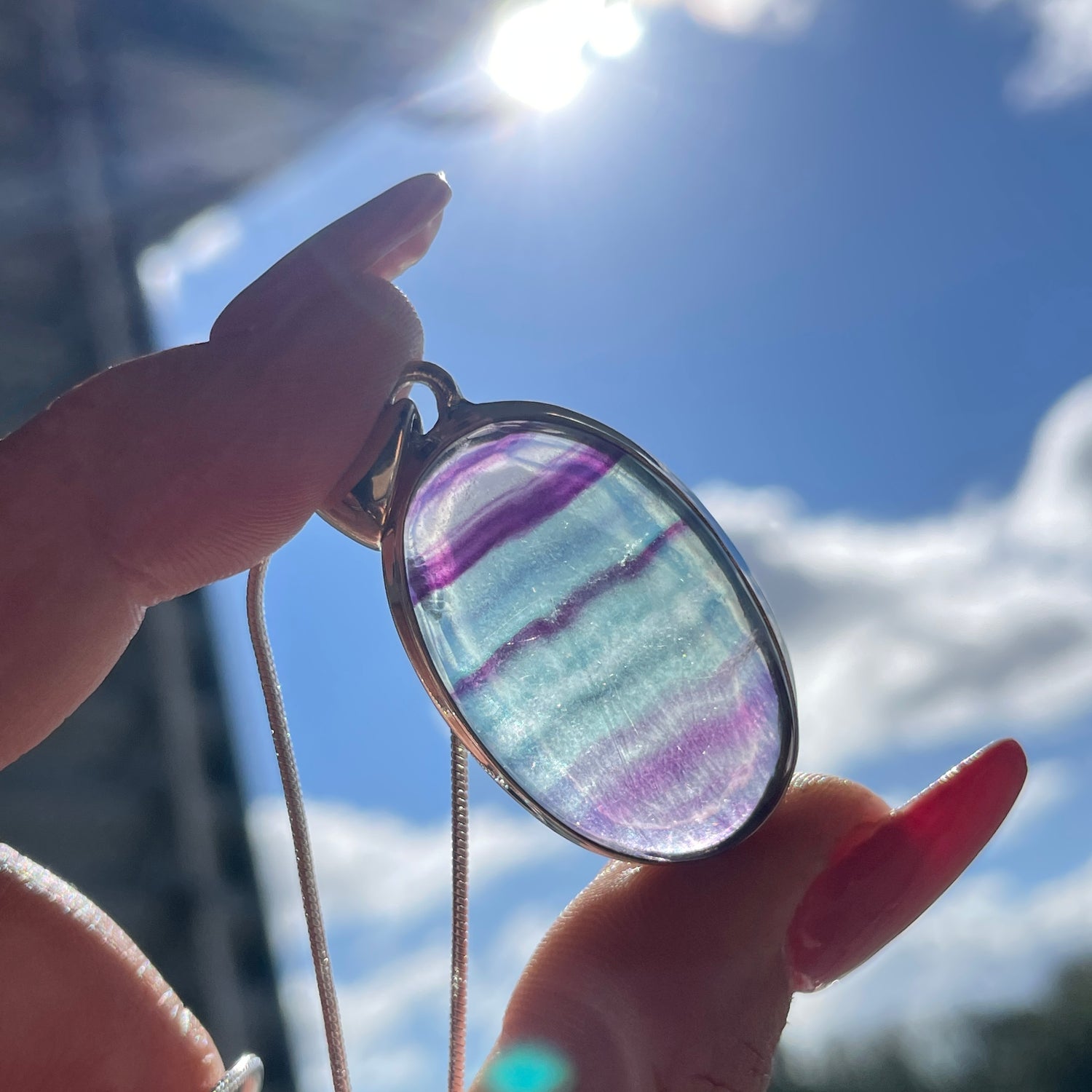 Fluorite Oval Pendant