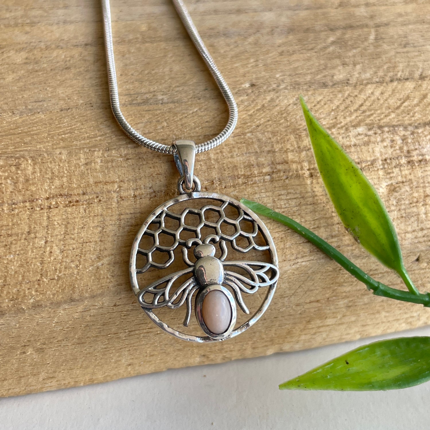 Pink Opal Bee Pendant