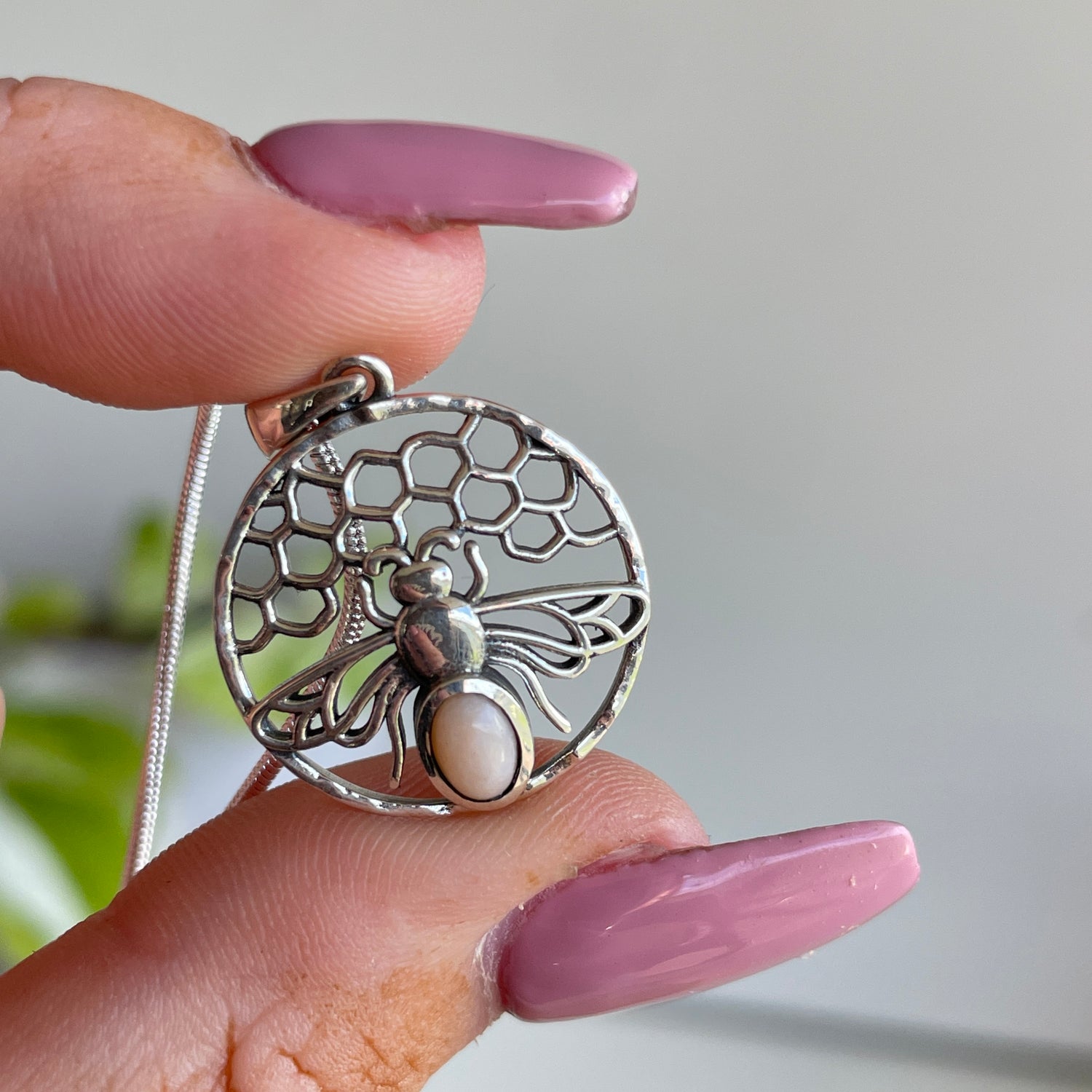 Pink Opal Bee Pendant