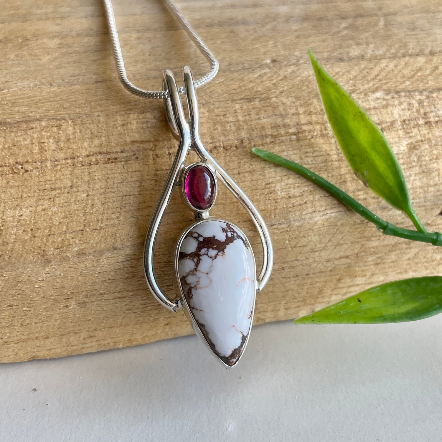 Wild Horse Teardrop with Garnet Pendant
