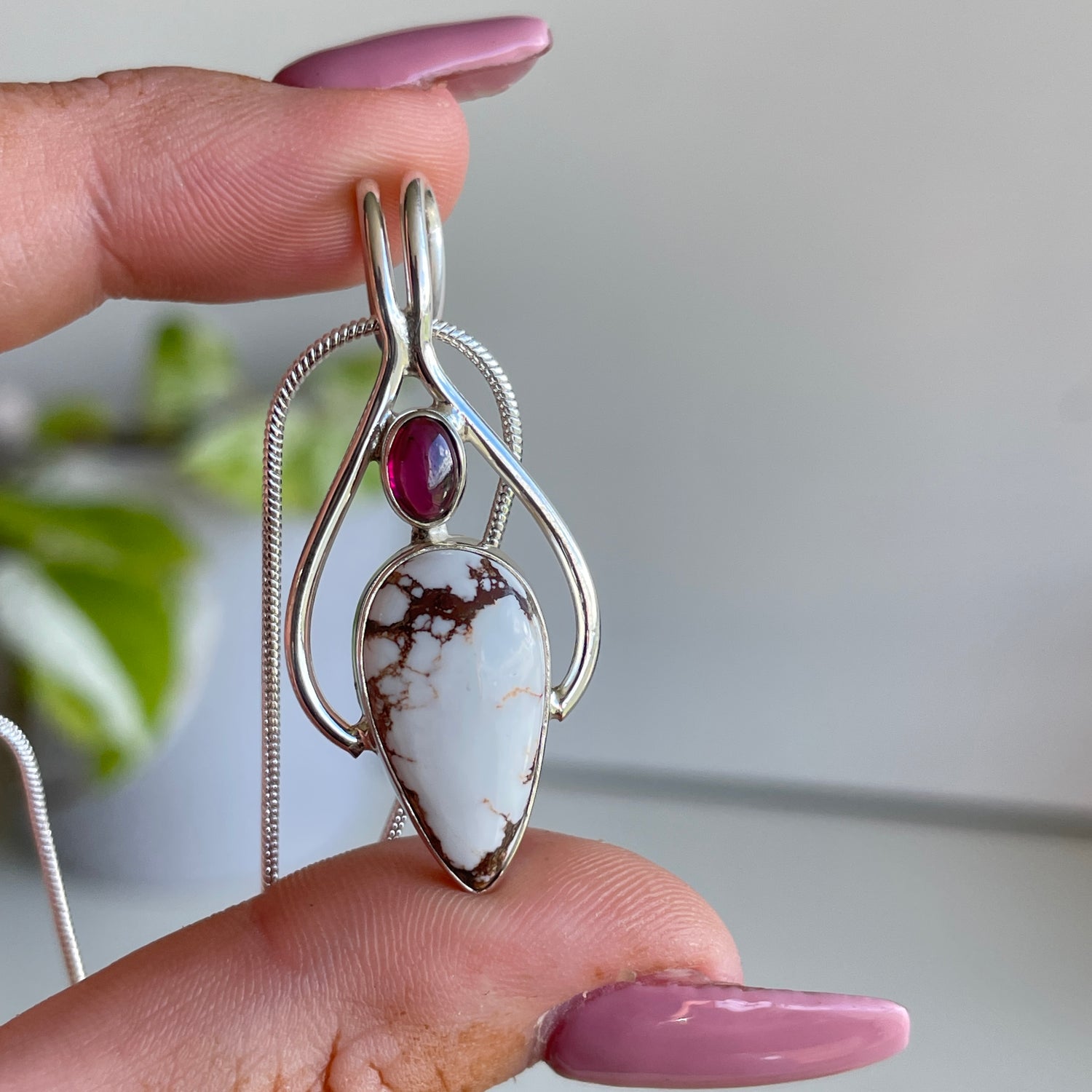 Wild Horse Teardrop with Garnet Pendant