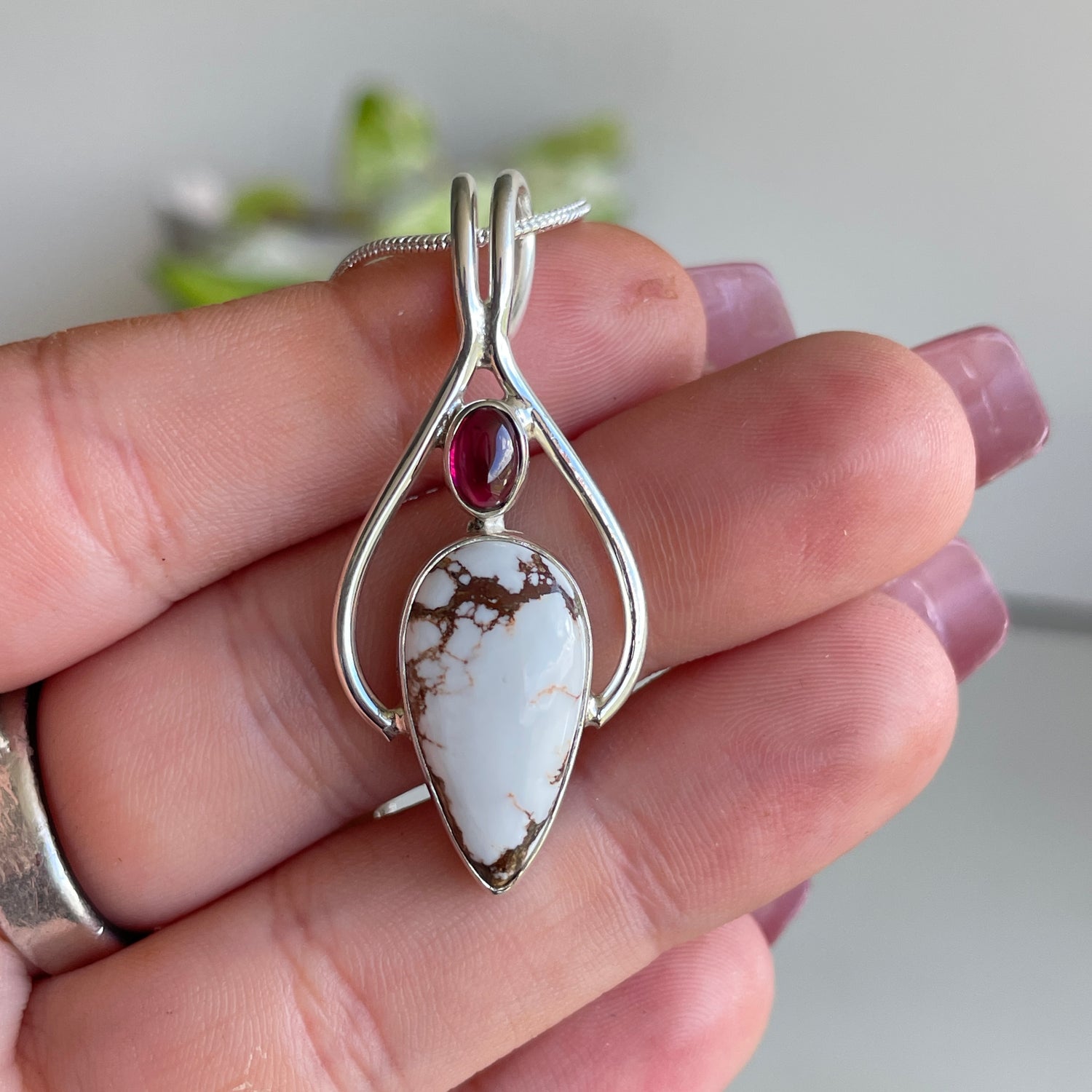 Wild Horse Teardrop with Garnet Pendant
