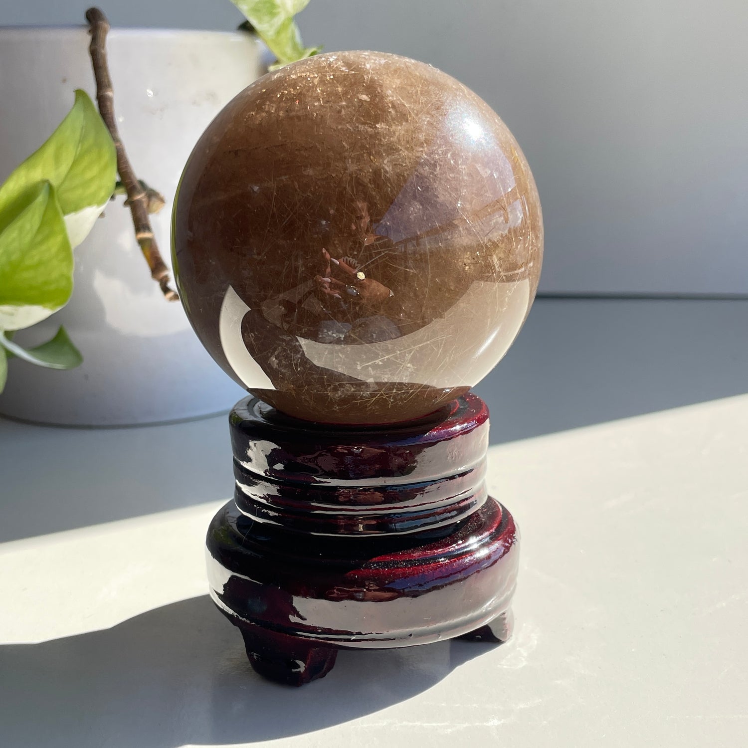 Smoky Quartz With Rutile Sphere 7.8cm
