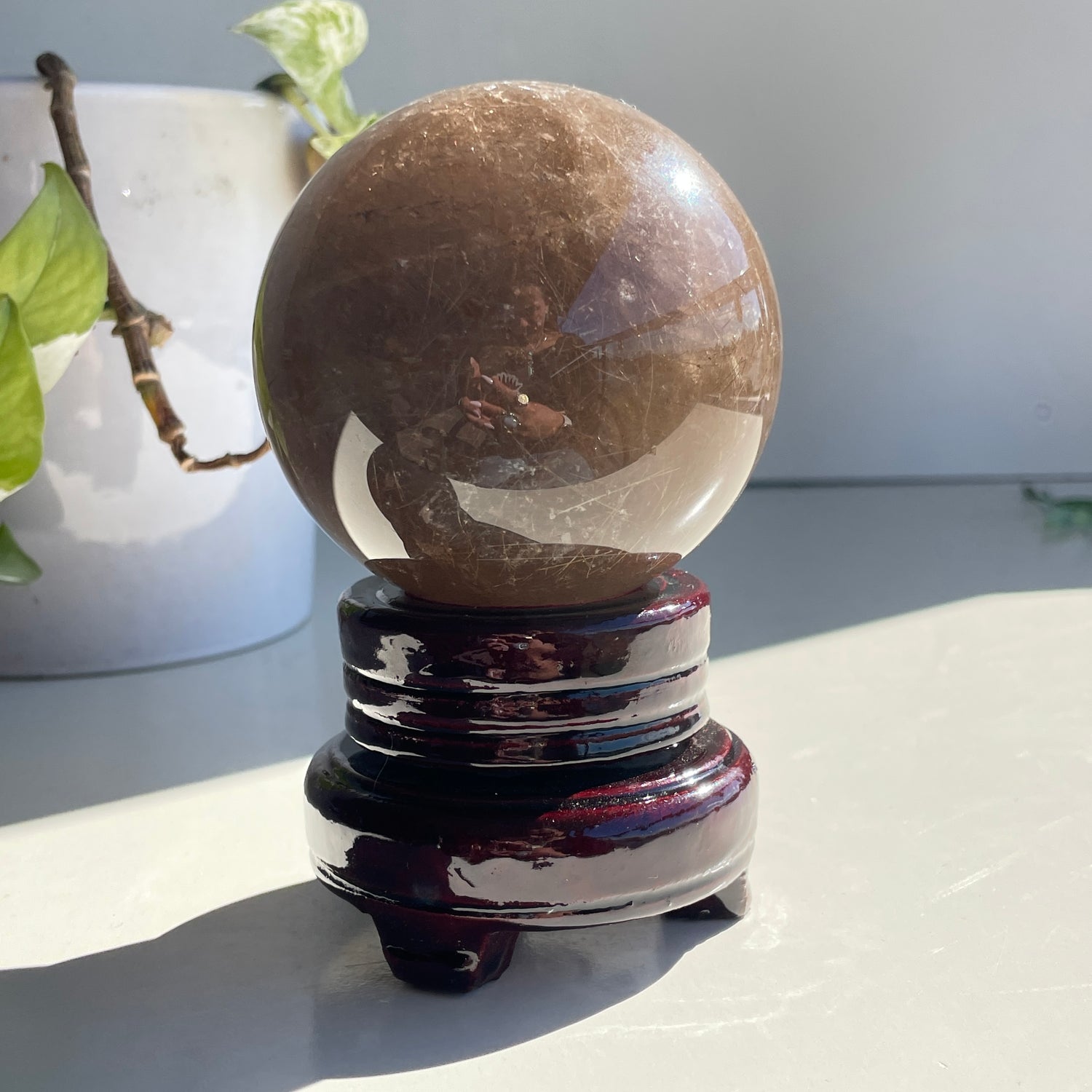 Smoky Quartz With Rutile Sphere 7.8cm