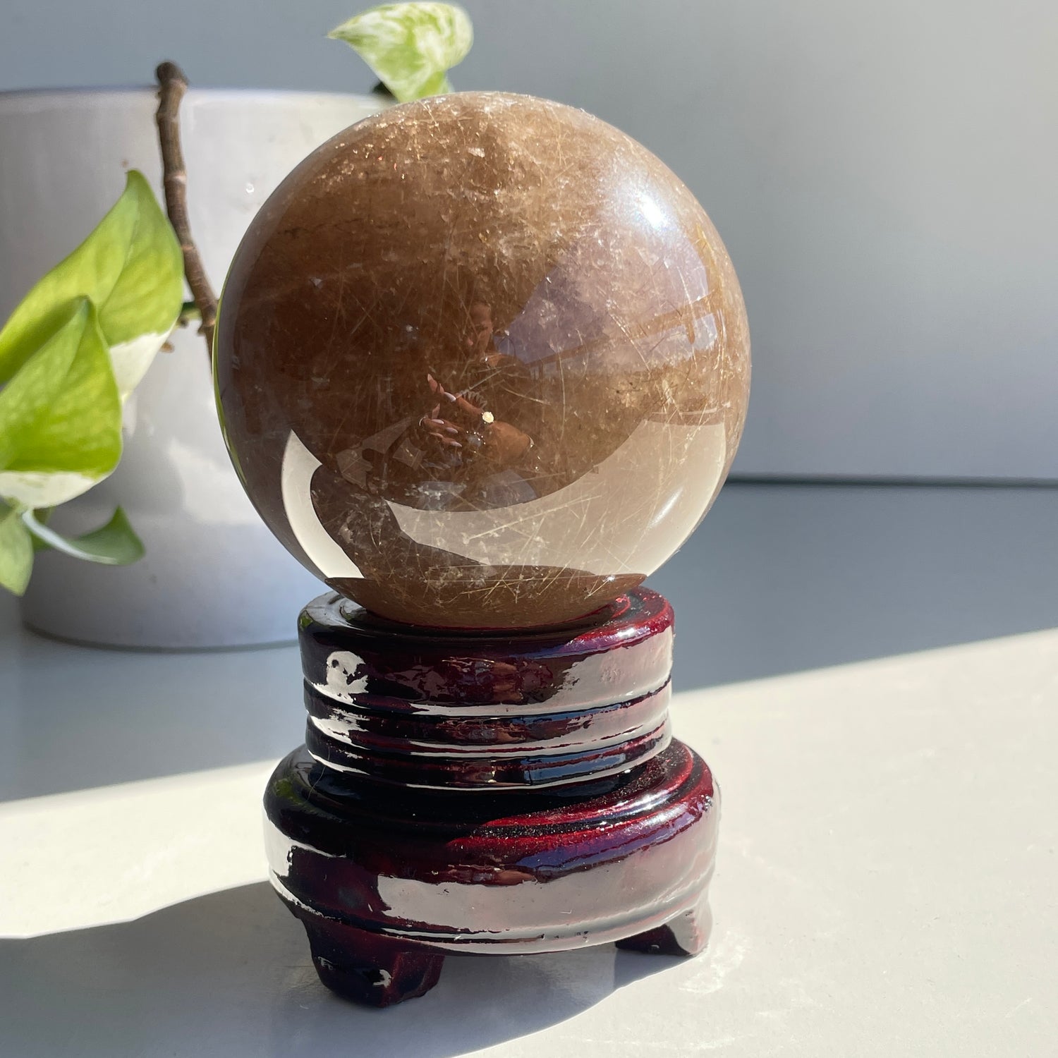 Smoky Quartz With Rutile Sphere 7.8cm