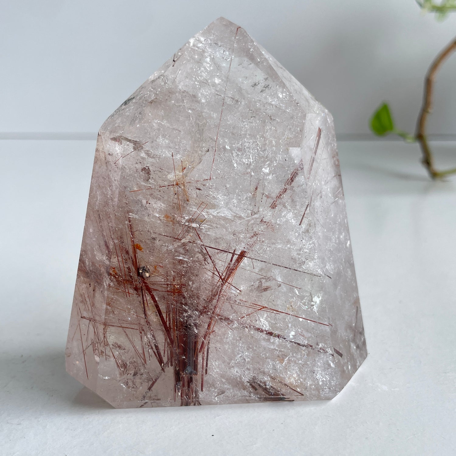 Clear Quartz Generator With Rare Red Rutile 9.8cm