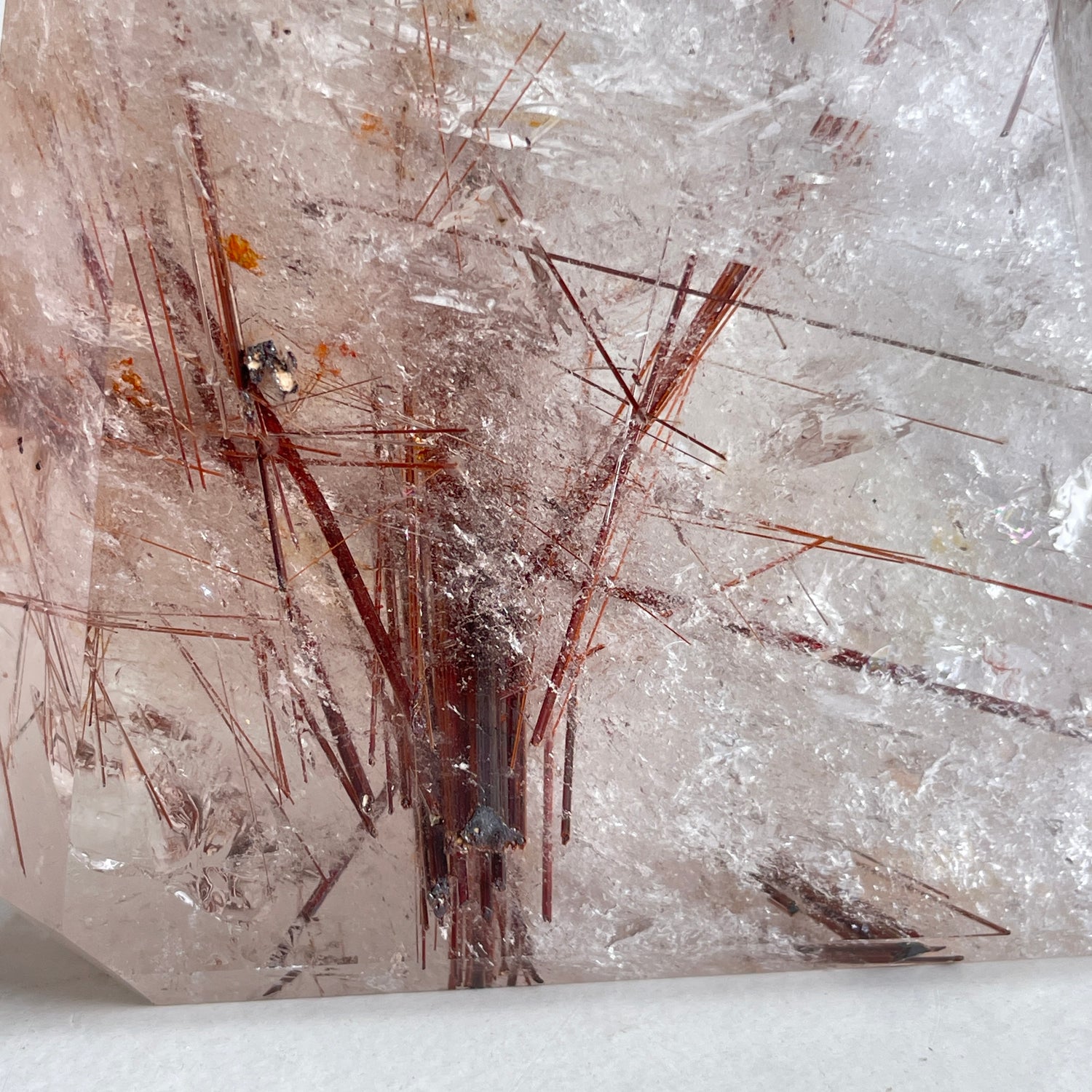 Clear Quartz Generator With Rare Red Rutile 9.8cm