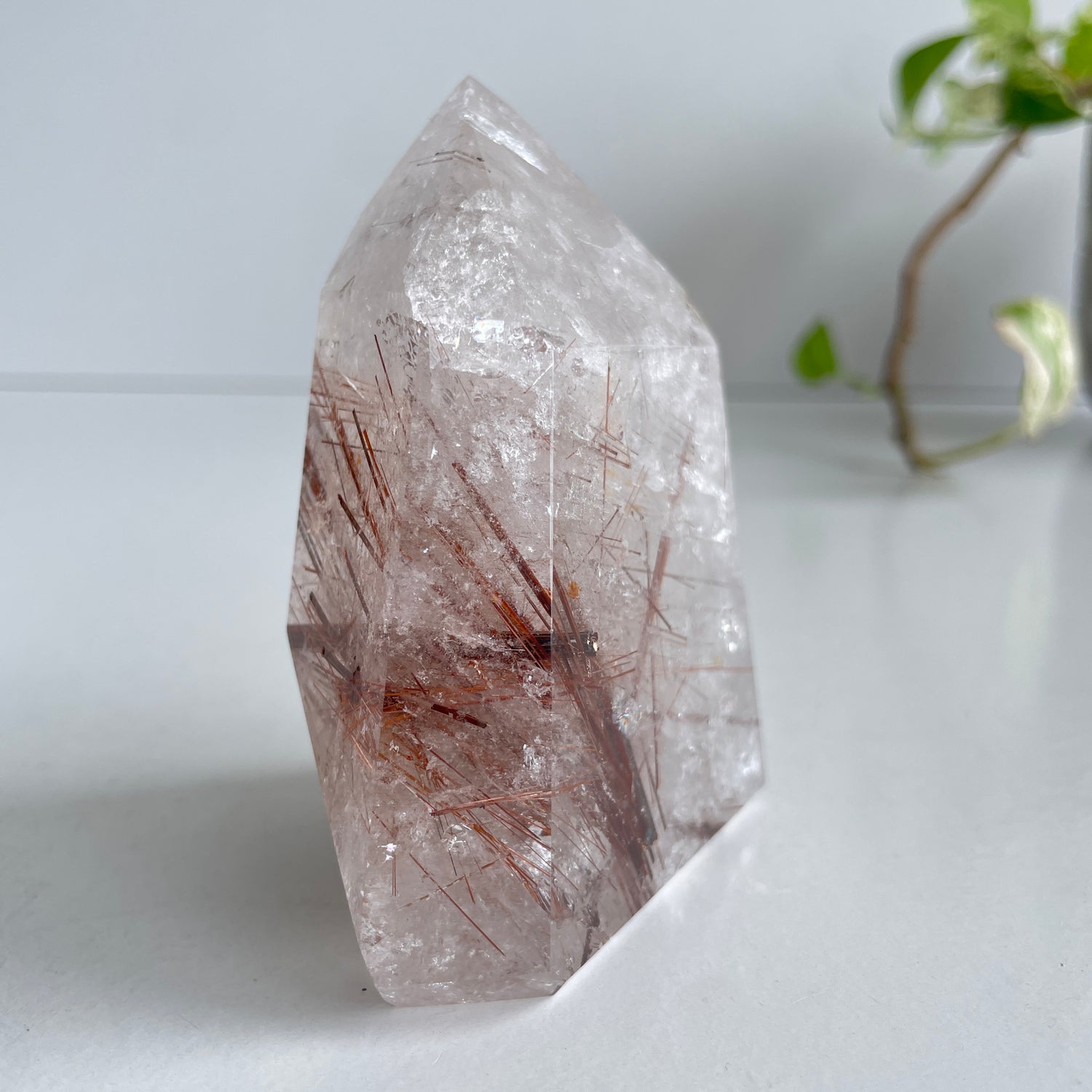 Clear Quartz Generator With Rare Red Rutile 9.8cm
