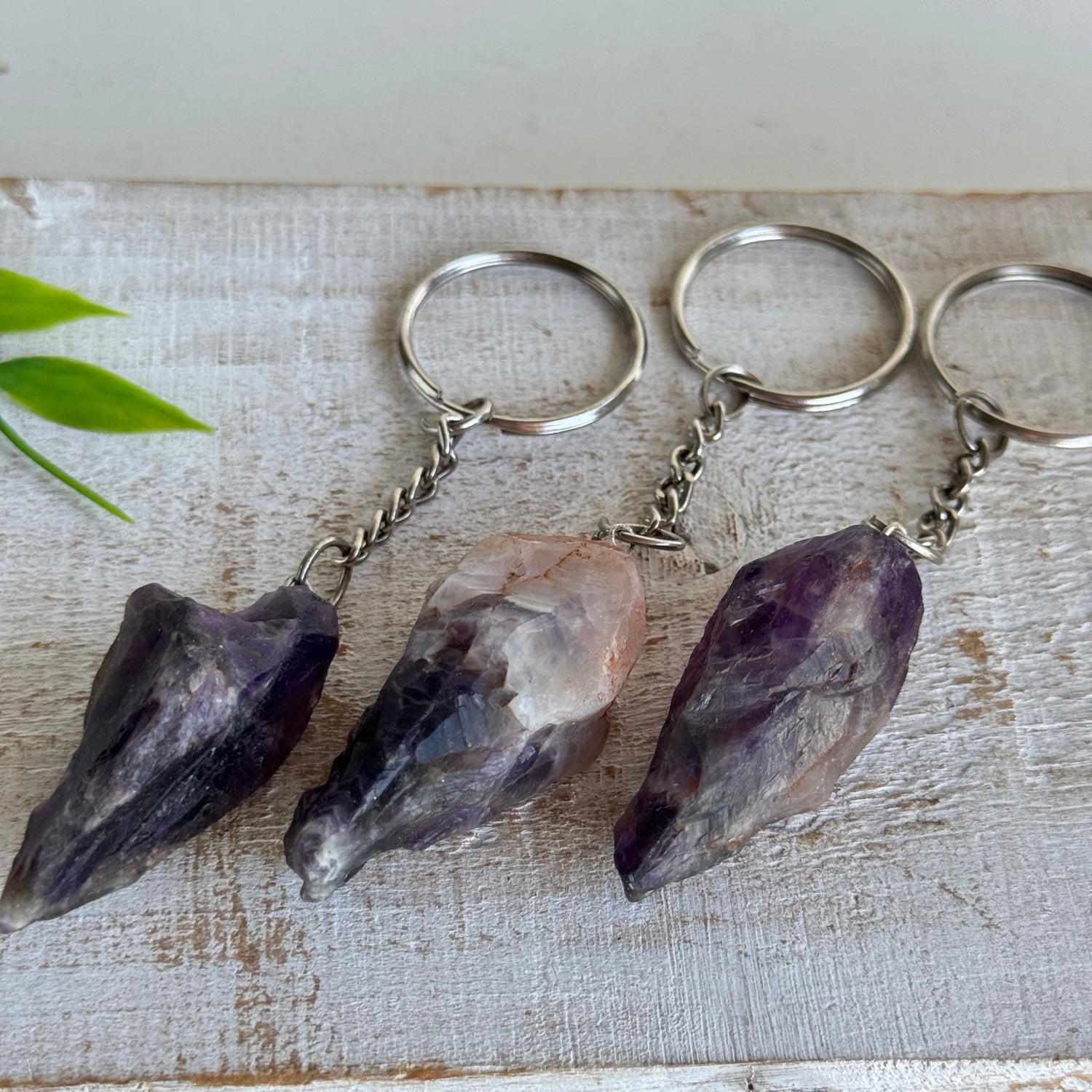 Amethyst Natural Point Keychain