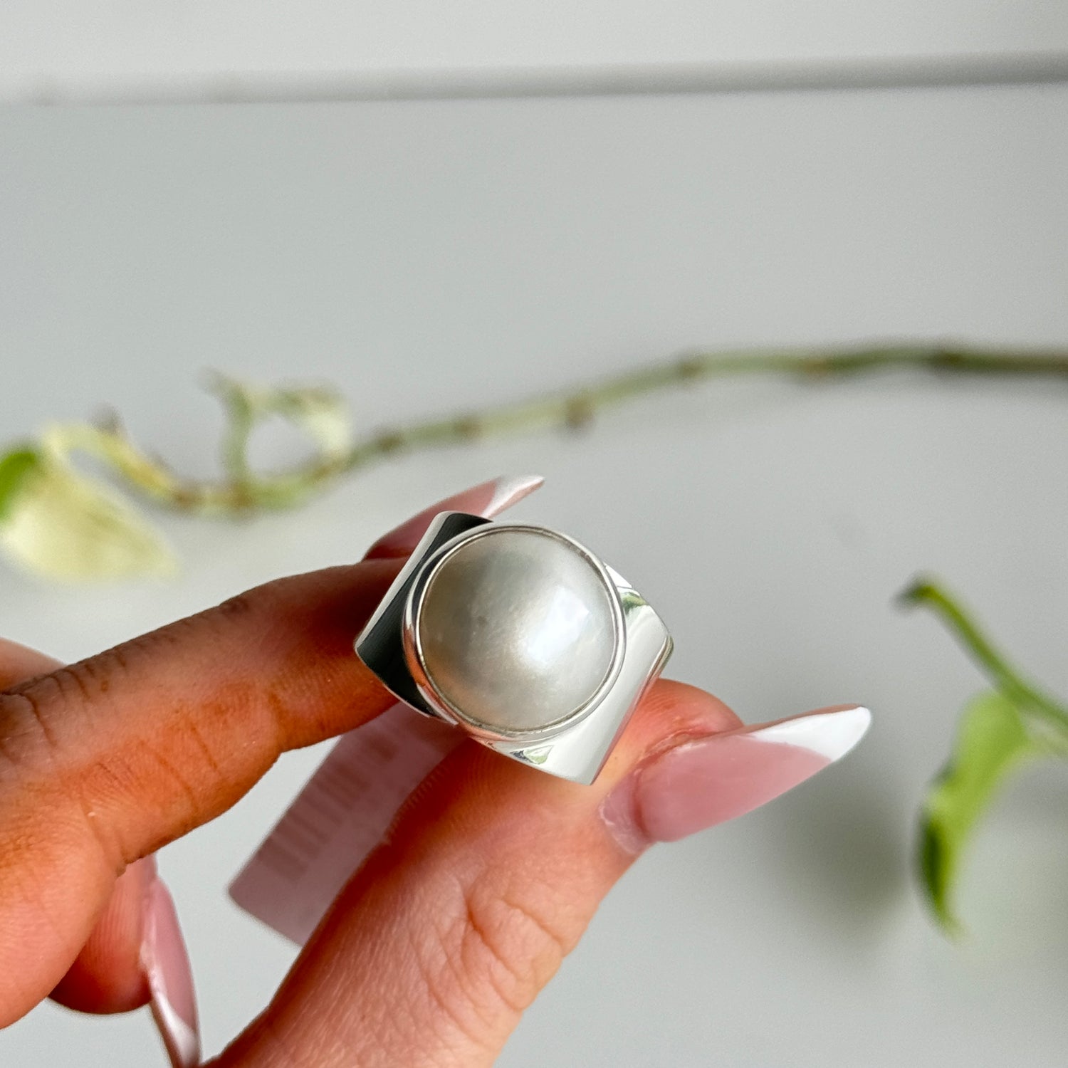 Pearl Round Ring Adjustable 001