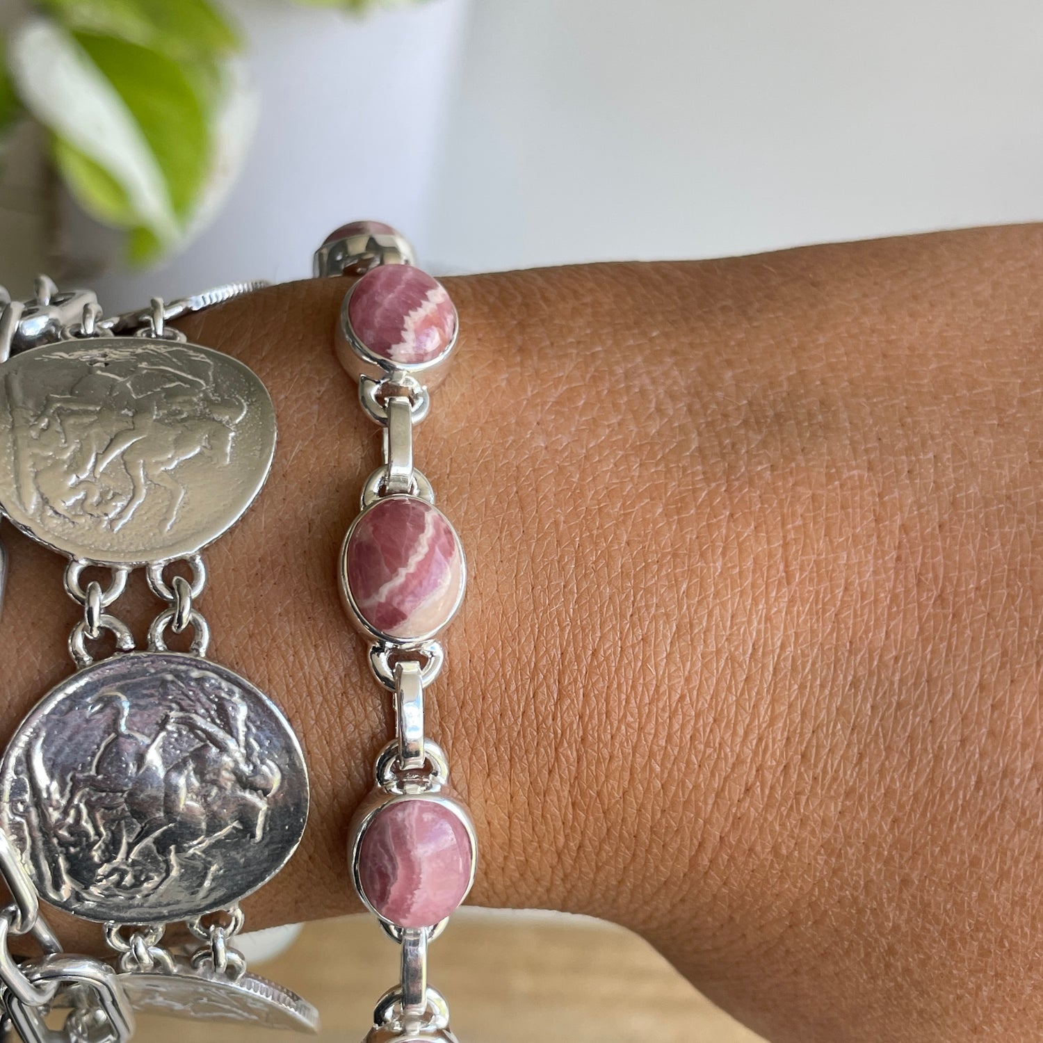Rhodochrosite Oval Bracelet