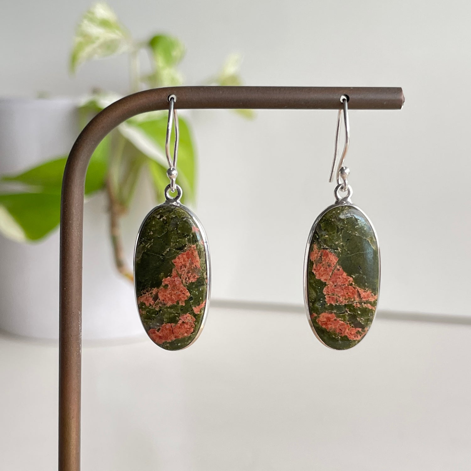 Unakite Oval Earrings