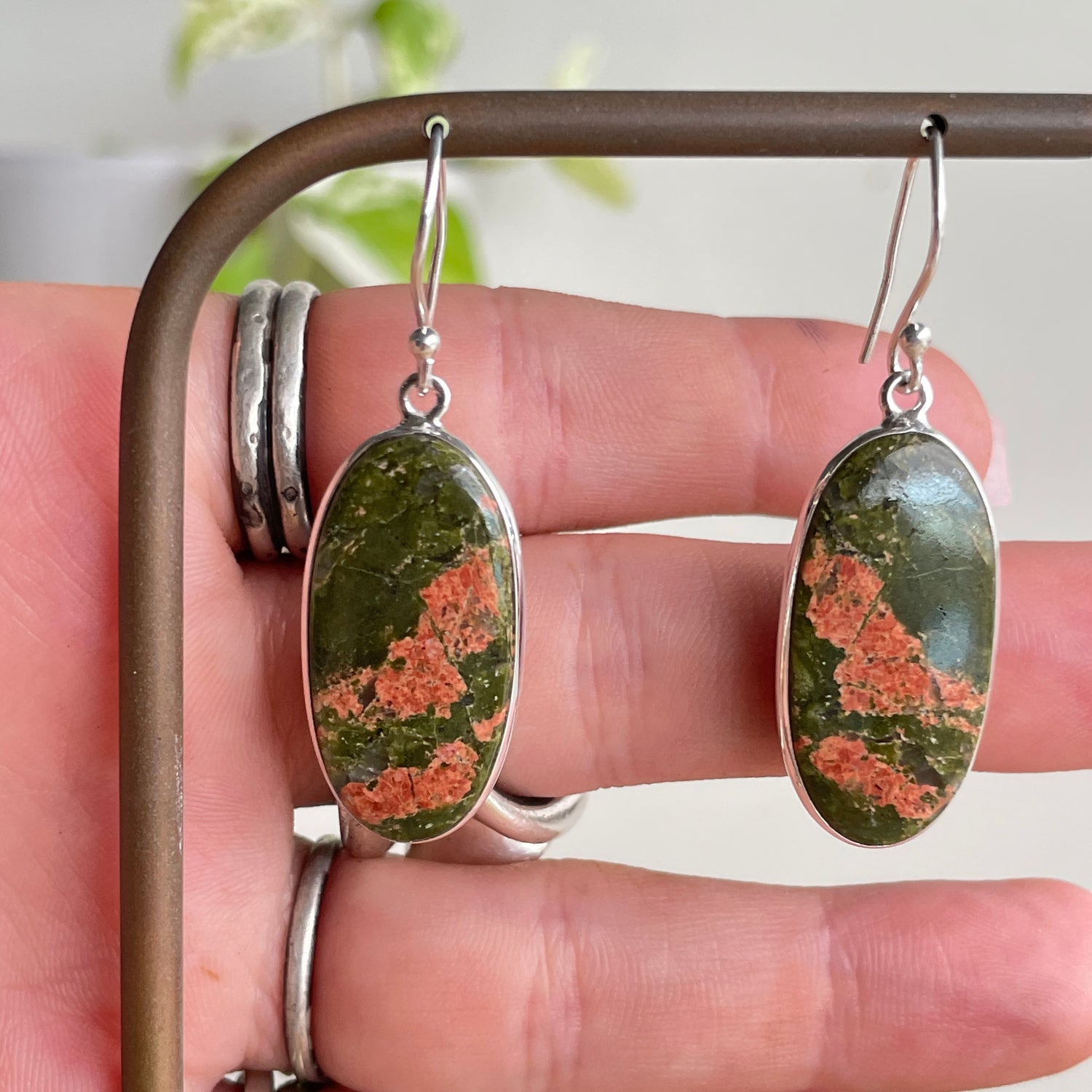 Unakite Oval Earrings