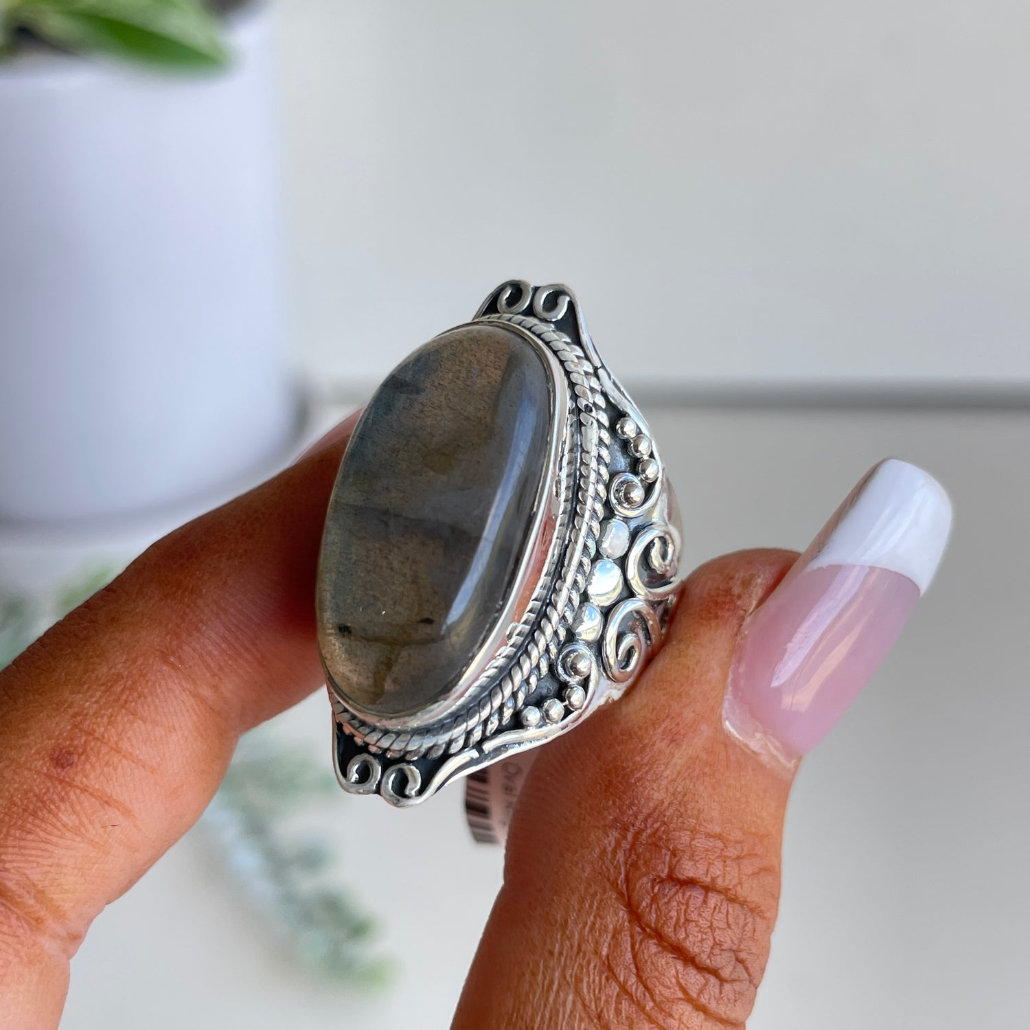 Labradorite Oval Ring Sz7