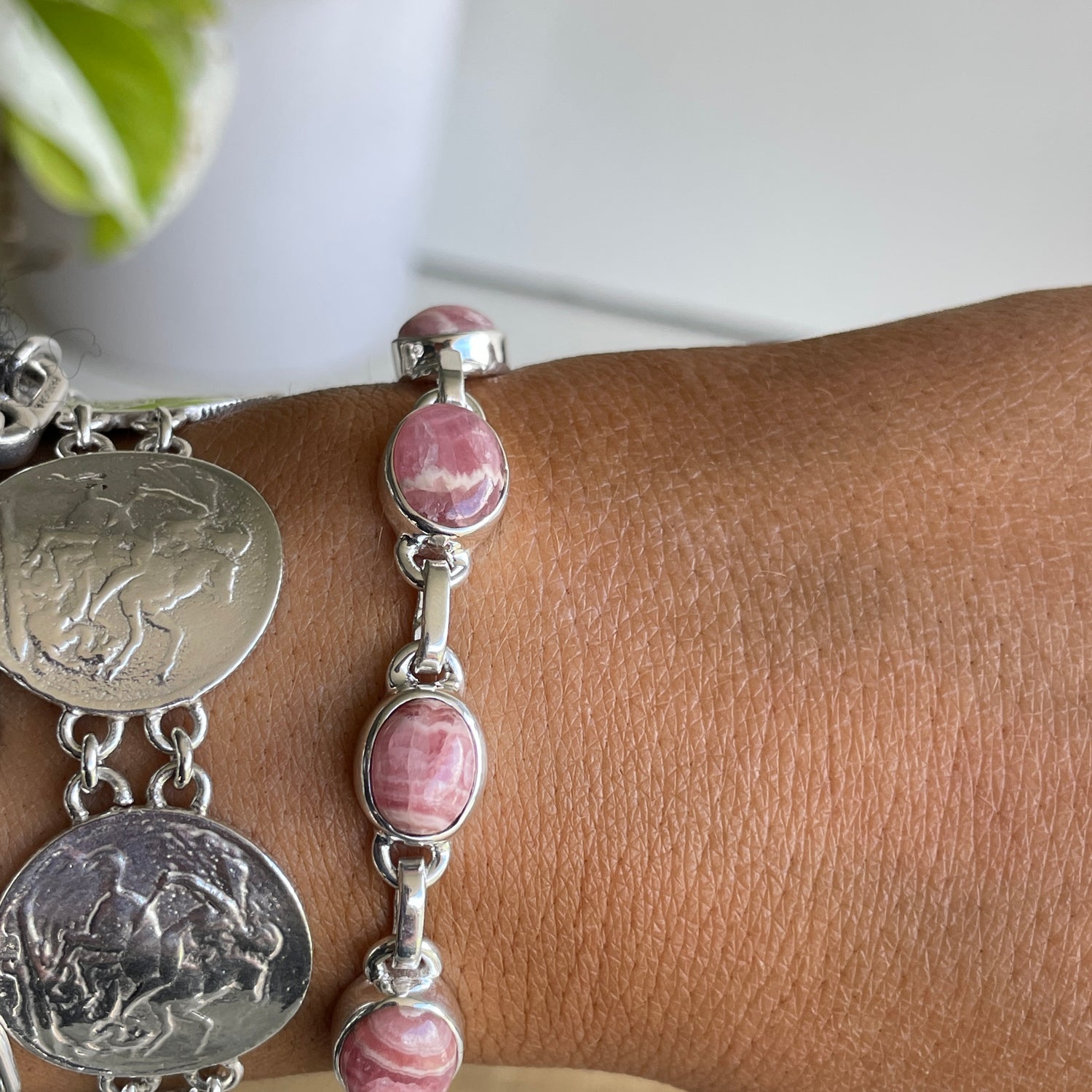 Rhodochrosite Oval Bracelet