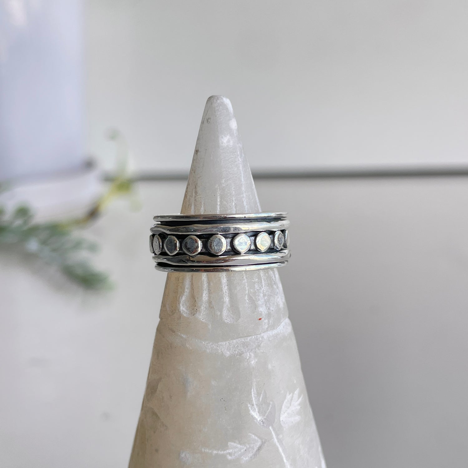 Silver Dot Spinner Ring