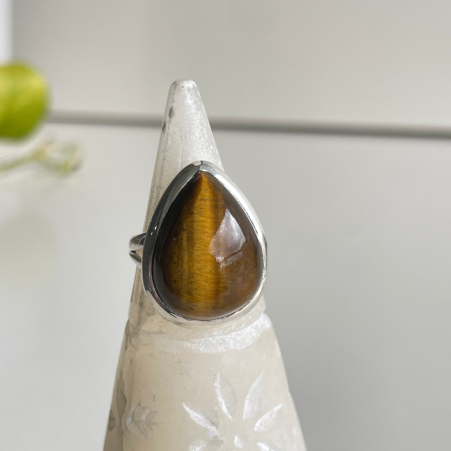 Tigers Eye Teardrop Ring Sz7.5