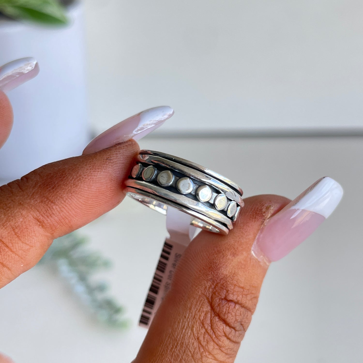 Silver Dot Spinner Ring