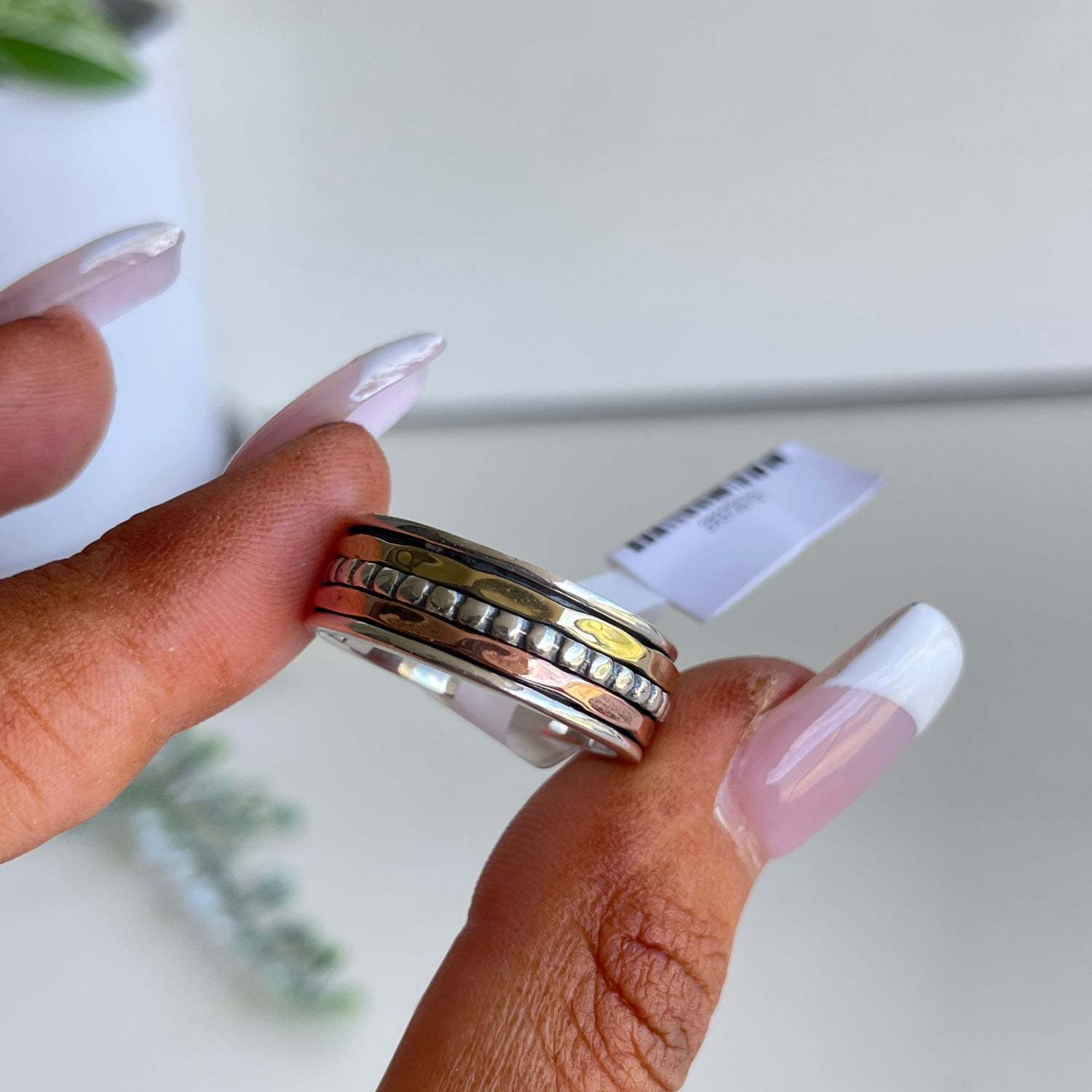 Tri Colour Dot Spinner Ring